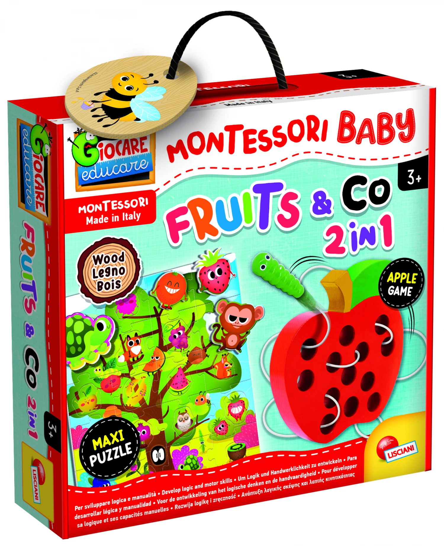 MONTESORI BABY EDUKATIVNA JABUKA - PROVLACI I ZABAVLJAJ SE LISCIANI