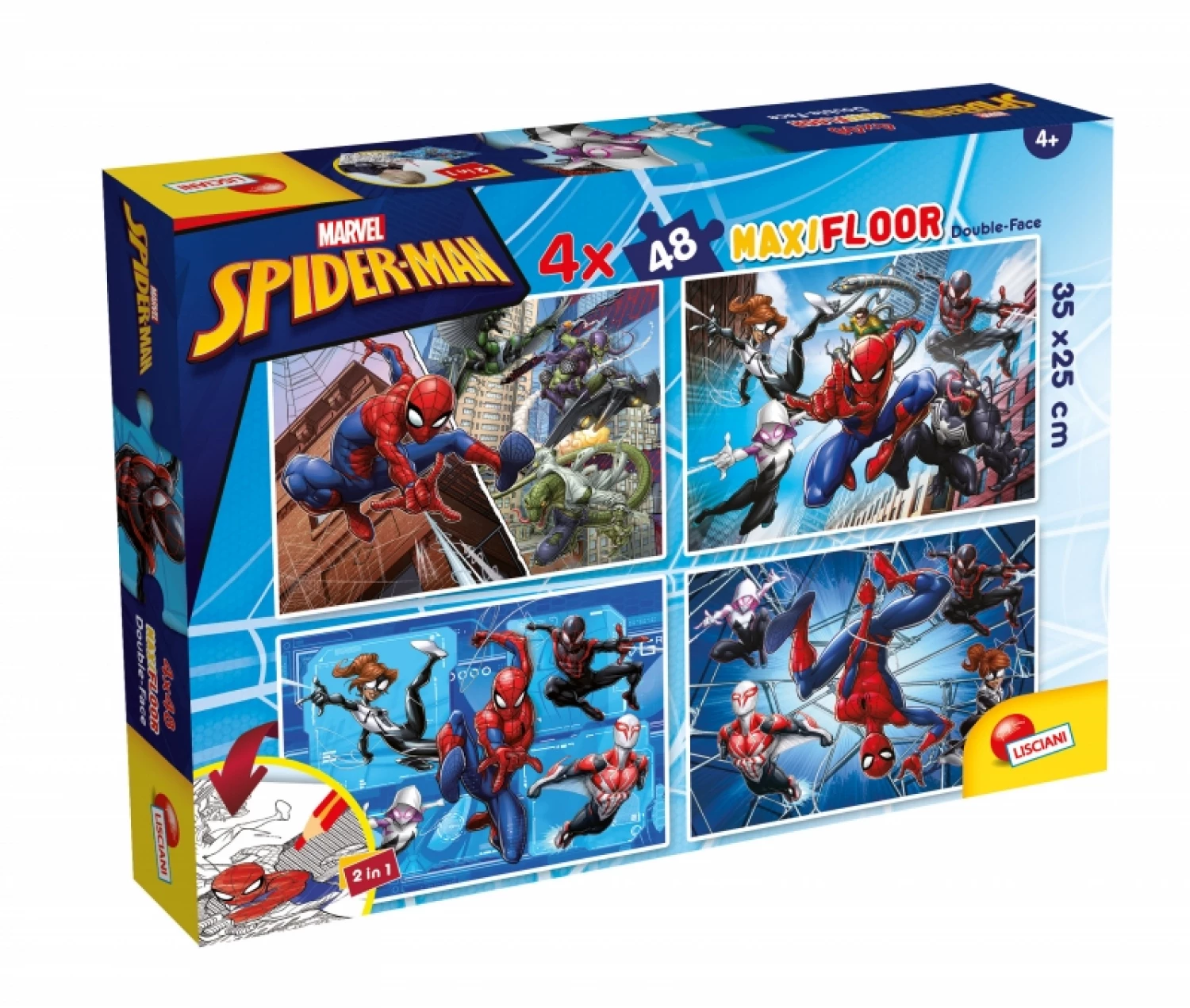 SLAGALICA LISCIANI 4X48PCS MAXI MARVEL SPIDERMAN 2U1 SLOZI I OBOJI 100385