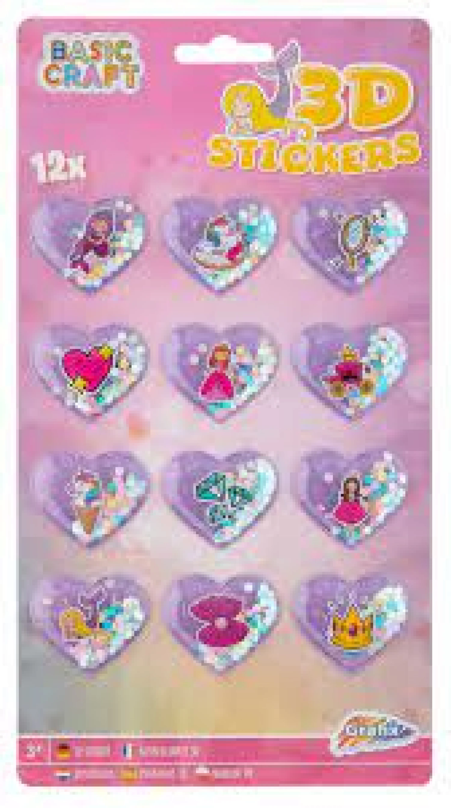 3D STIKERI GLITTER 12PCS 3ASS