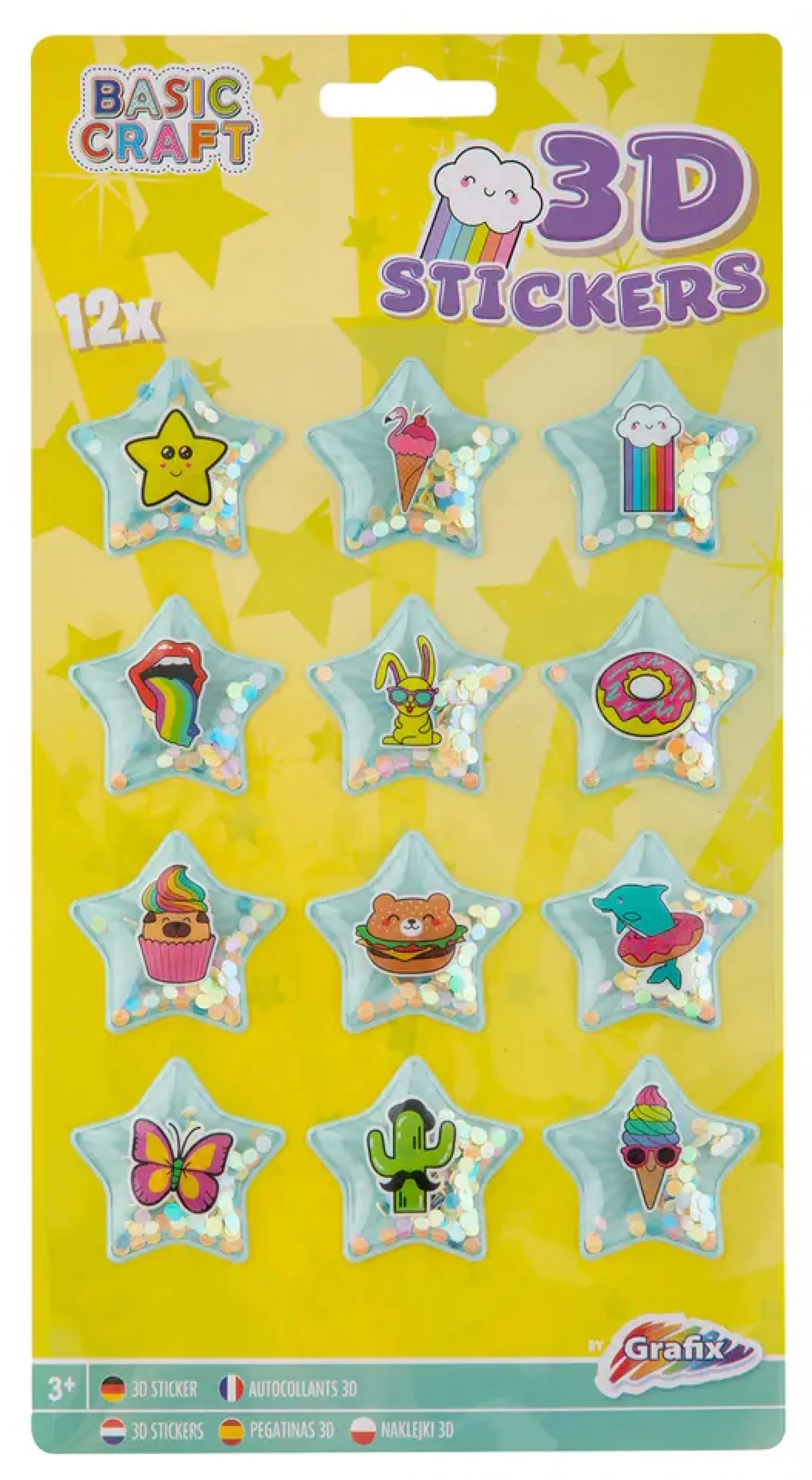 3D STIKERI GLITTER 12PCS 3ASS