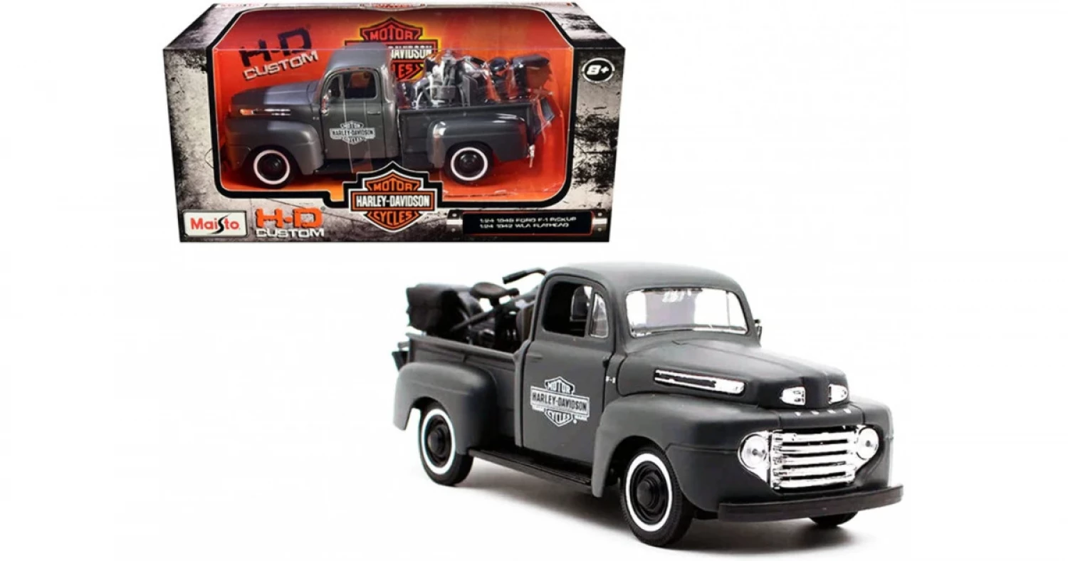 MAISTO AUTO 1:24 1948 FORD F-1 PICKUP + 1:24 1942 WLA FLATHEAD