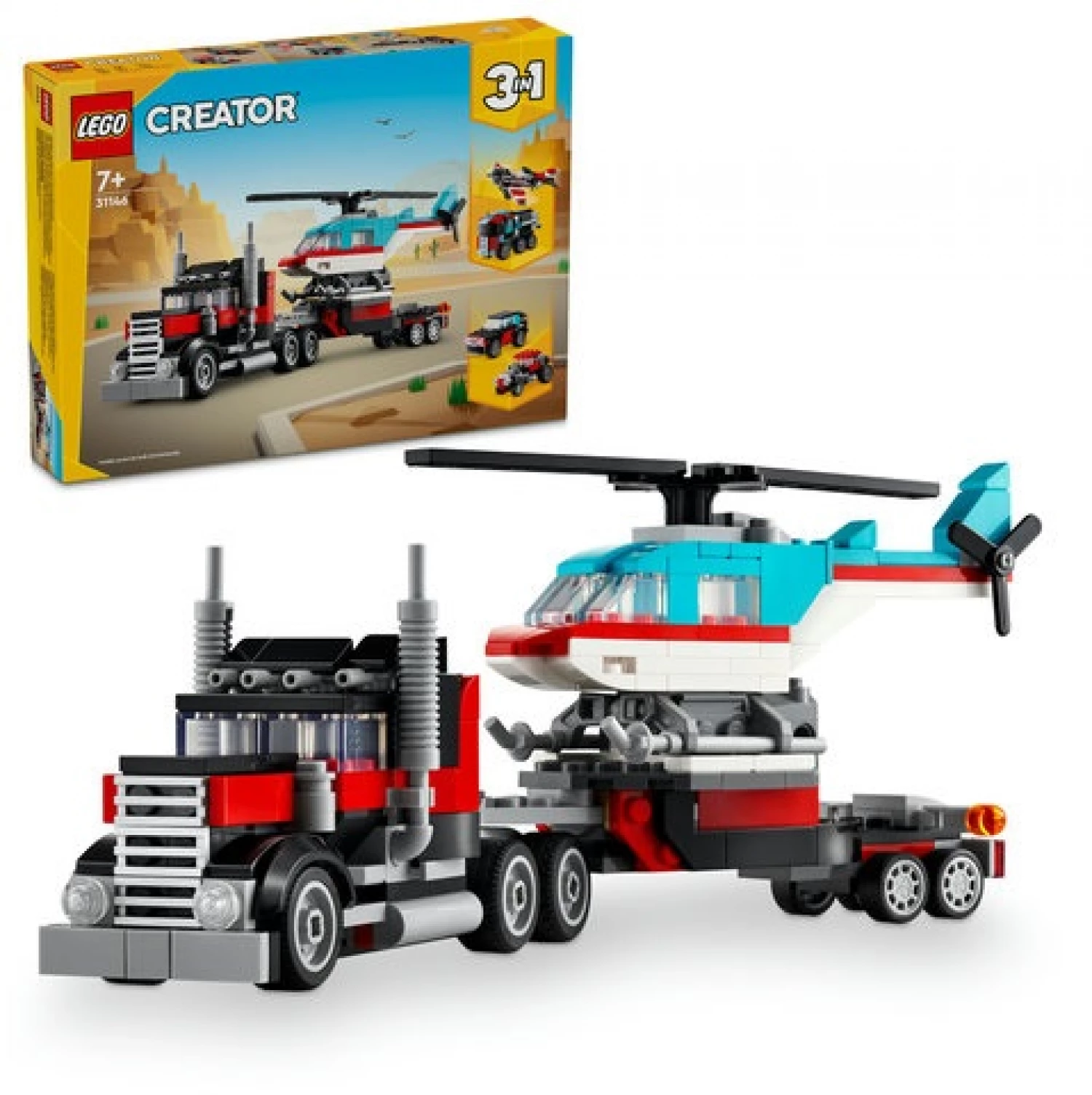 LEGO CREATOR FLATBED TRUCK WITH HELICOPTER