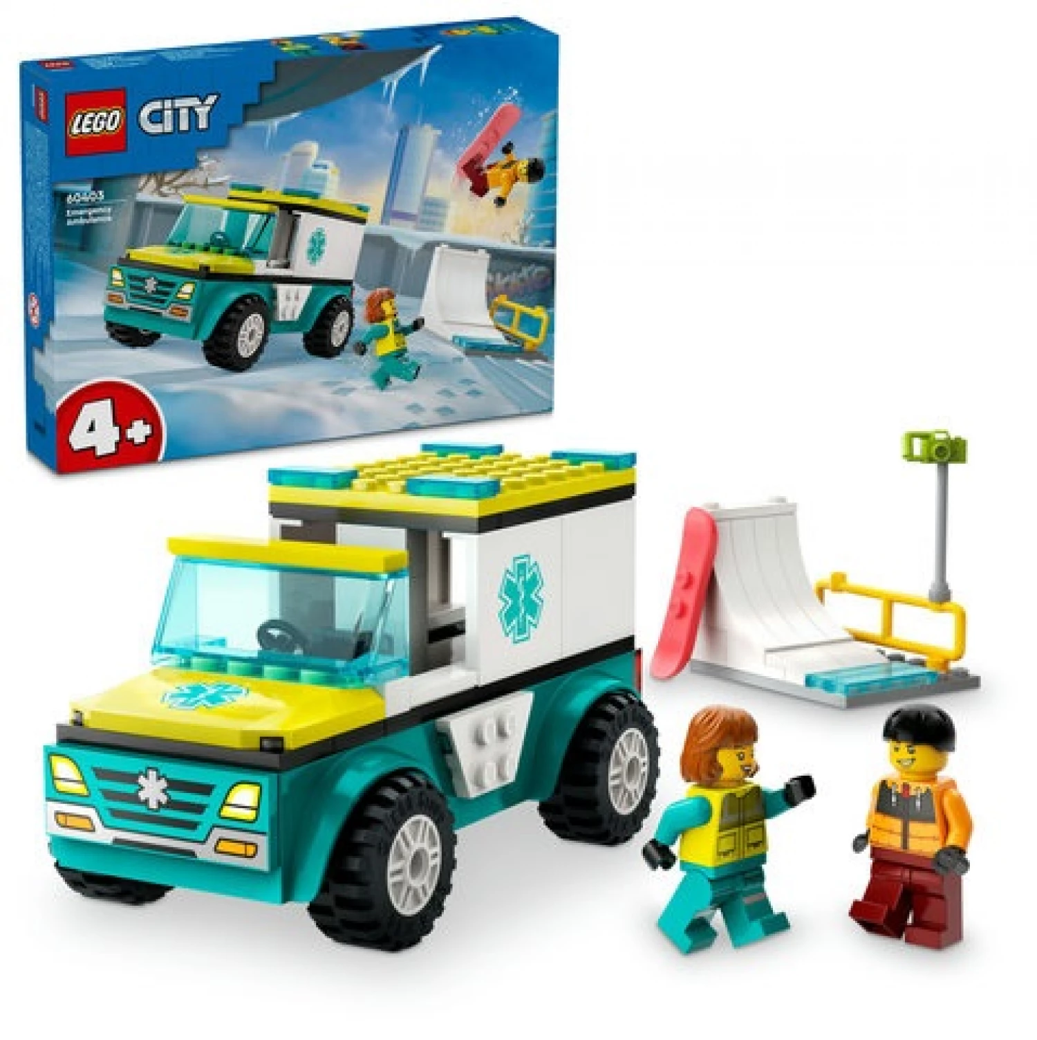 LEGO CITY GREAT VEHICLES EMERGENCY AMBULANCE AND SNOWBOARDER