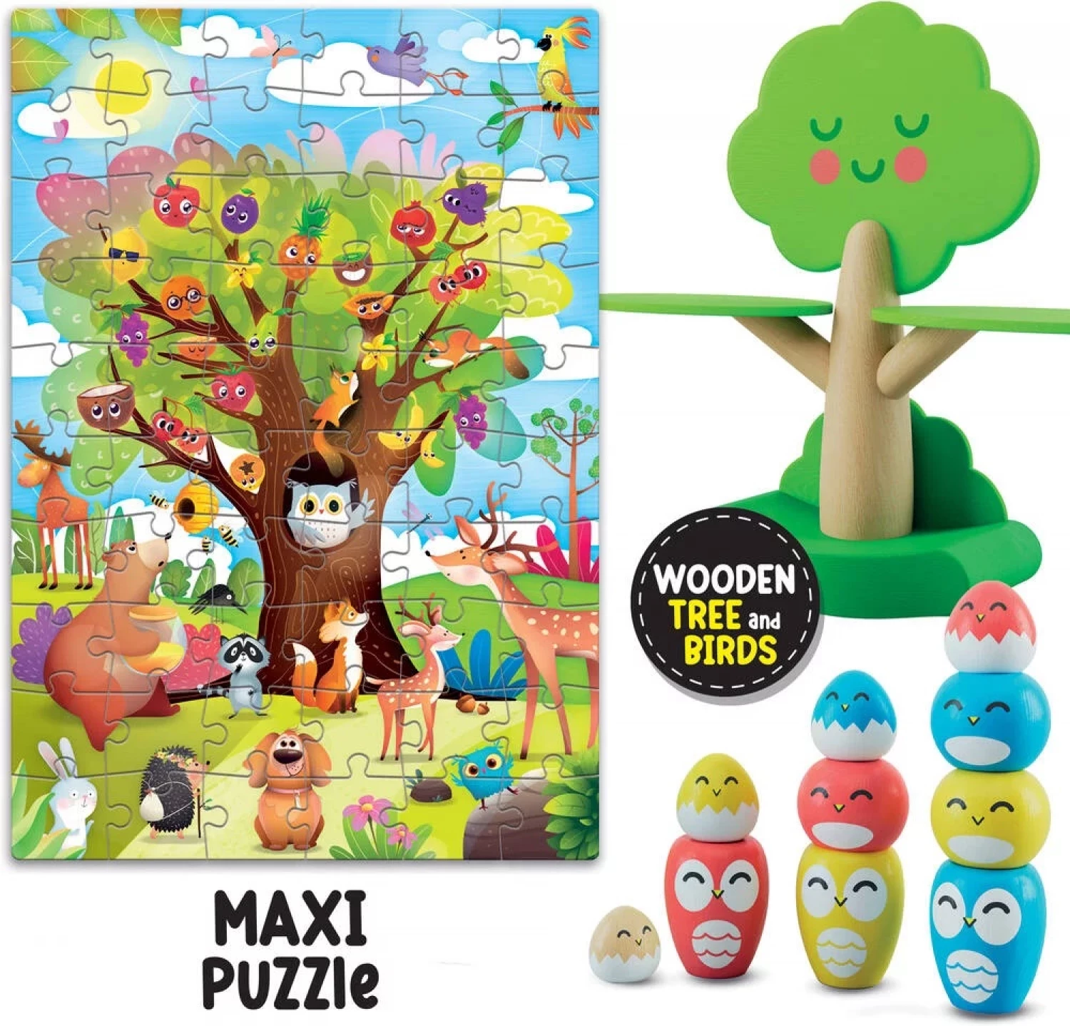 MONTESORI SET BABY WOOD HAPPY BIRDS
