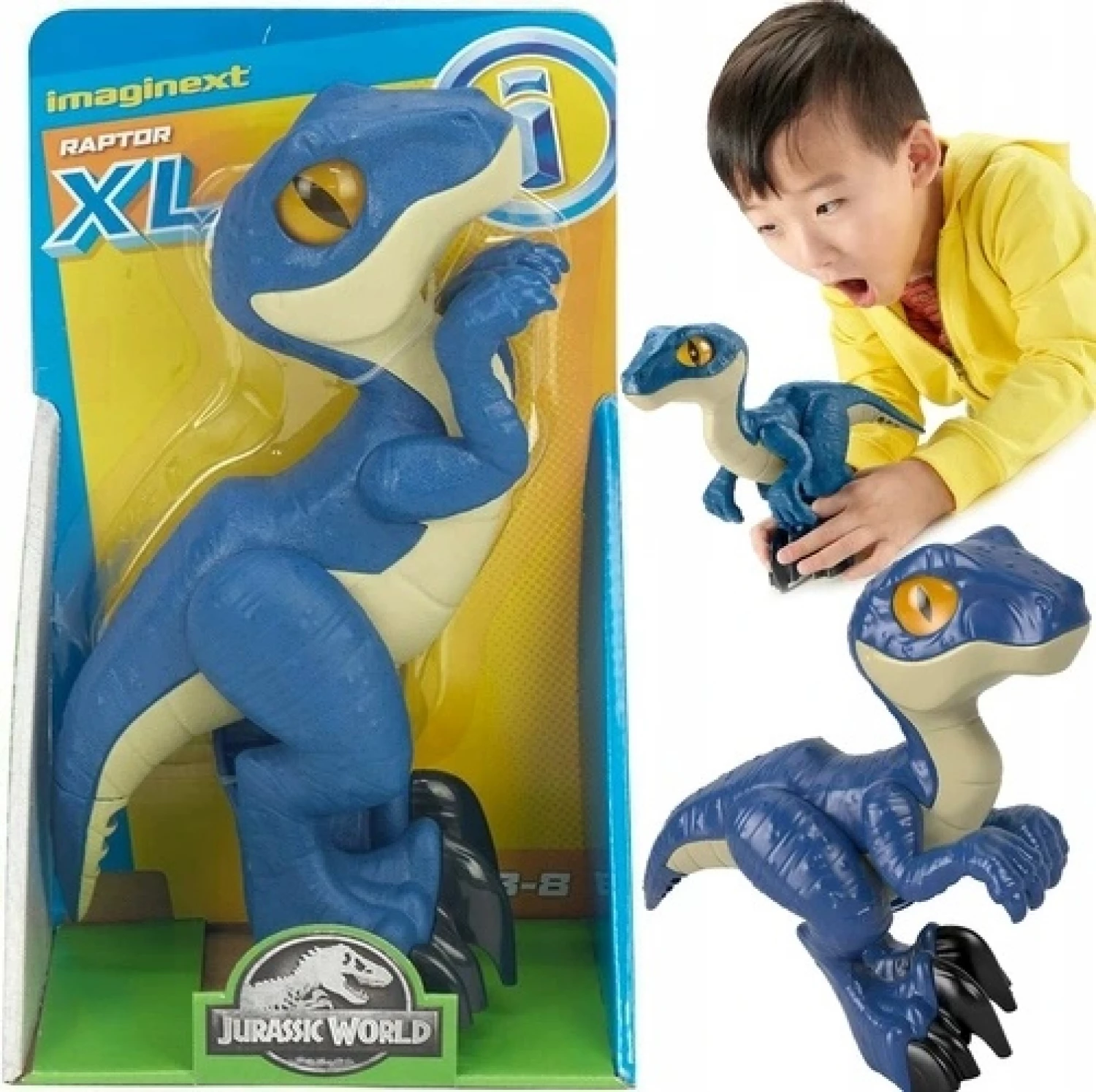 JURASSIC WORLD  CAMP CREATACEOUS  IMAGINEXT  XL DINO RAPTOR MATTEL