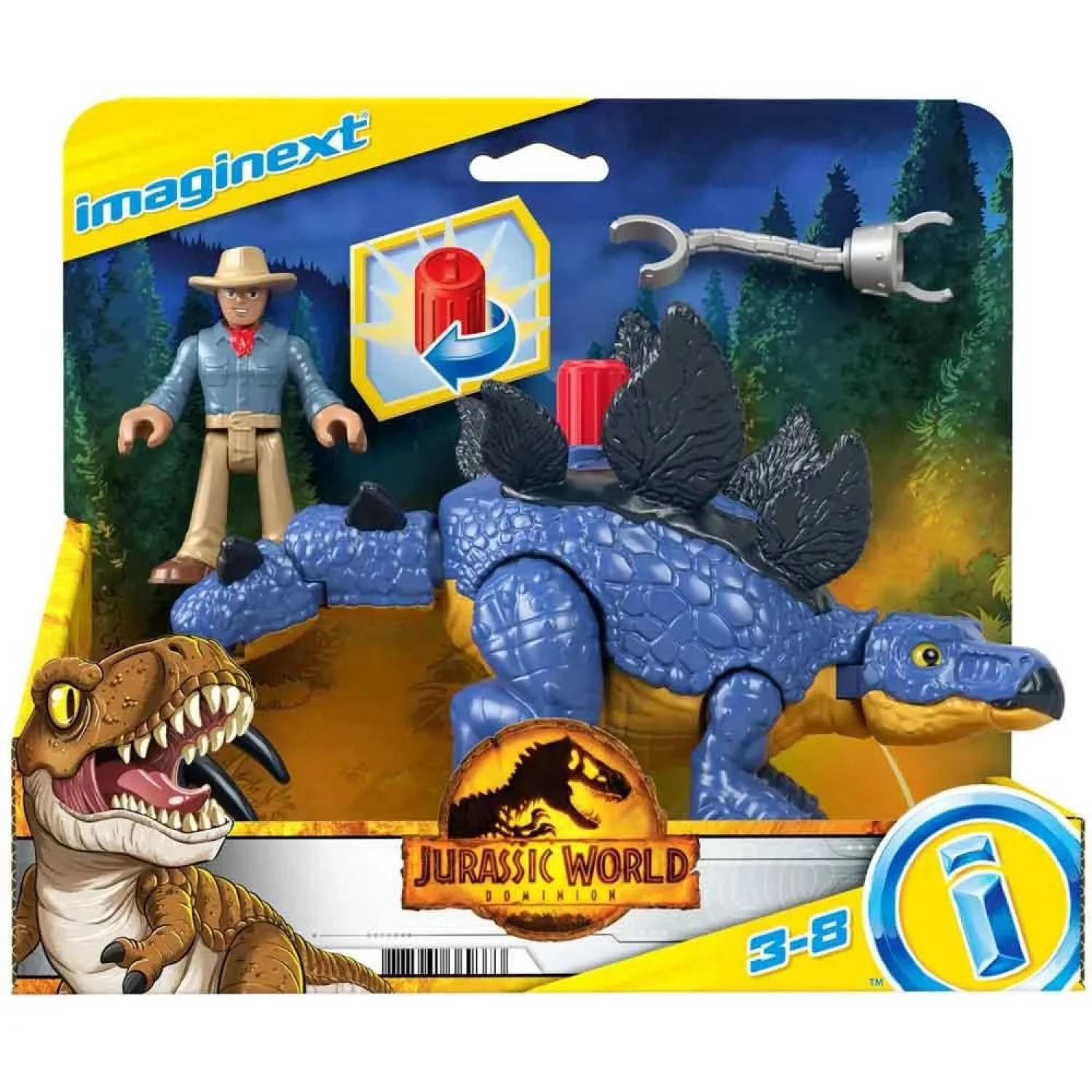 JURASSIC WORLD CAMP CREATACEOUS IMAGINEXT XL DINO STEGOSAURUS & DR. GRANT