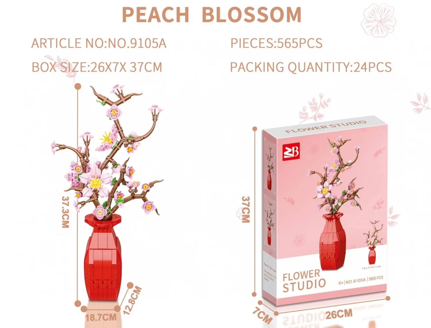 UKRASNA BILJKA PEACH BLOSSOM KOCKE 550PCS