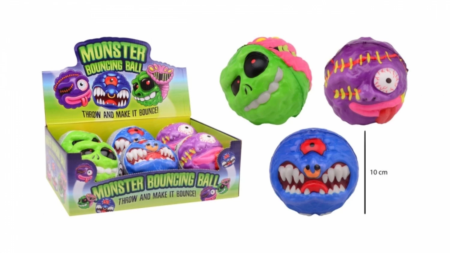 BOUNCING MONSTER LOPTICA 10 CM 3 ASS