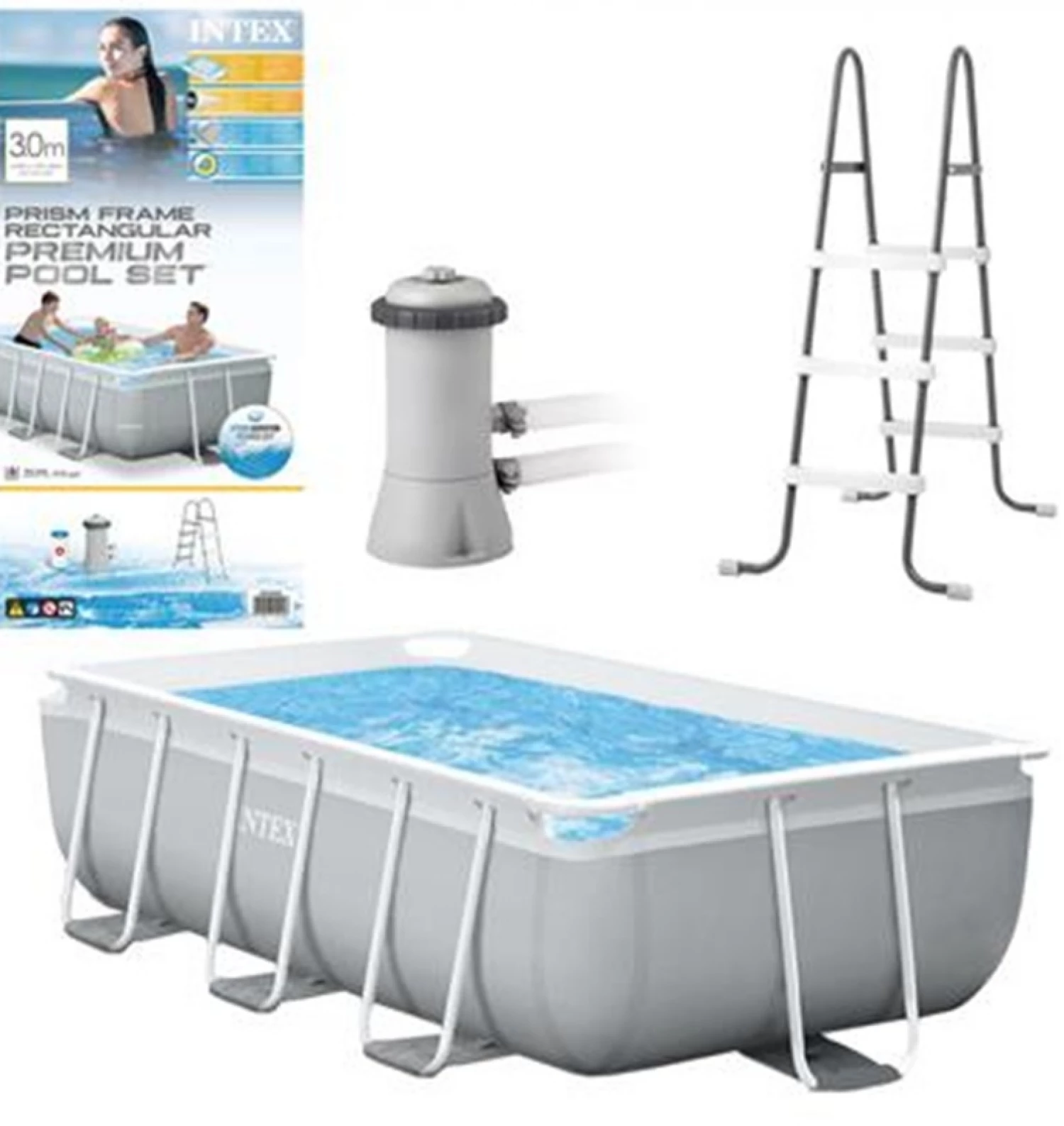 INTEX BAZEN PRIZMA SA METALNOM KONSTRUKCIJOM 300X175X80CM SA 12V PUMPOM 26784GN
