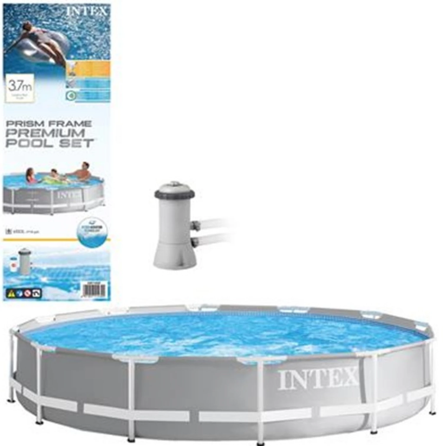 INTEX BAZEN PRIZMA SA METALNOM KONSTRUKCIJOM 366X76CM SA 12V PUMPOM