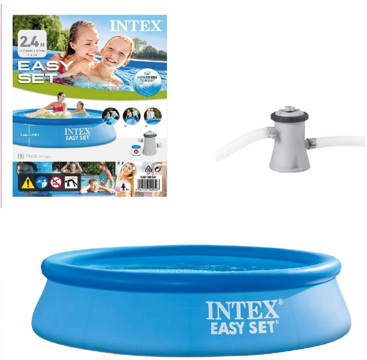 INTEX BAZEN EASY SET 244X61CM SA 12V PUMPOM 28108GN