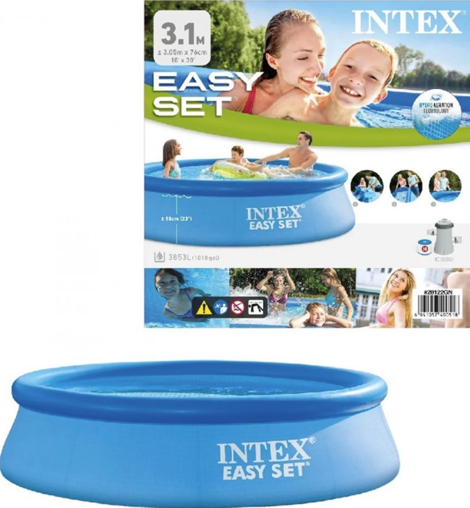 INTEX BAZEN EASY SET 244X61CM SA 12V PUMPOM 28108GN