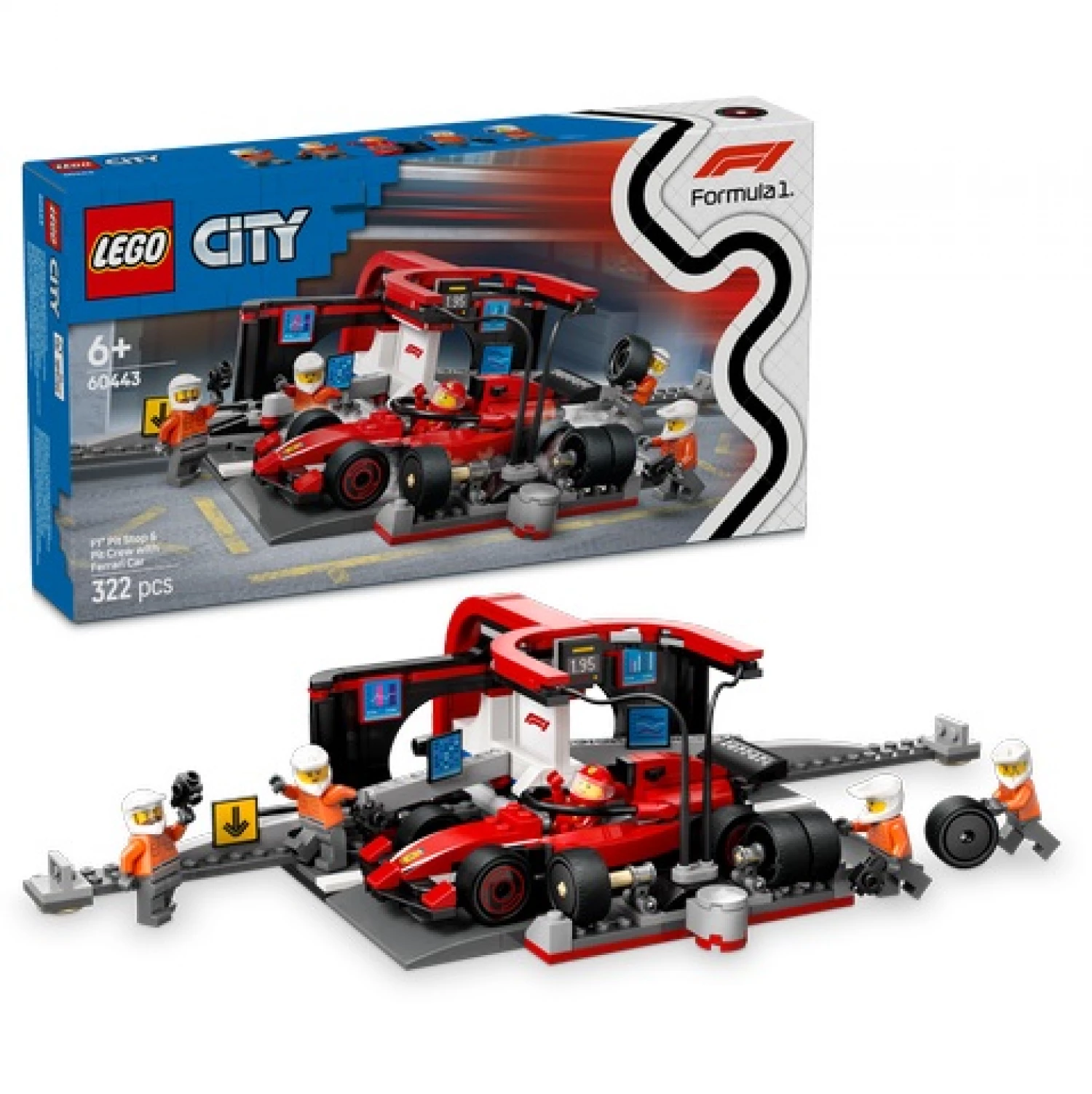 LEGO CITY F1 PIT STOP  AND  PIT CREW WITH FERRARI CAR