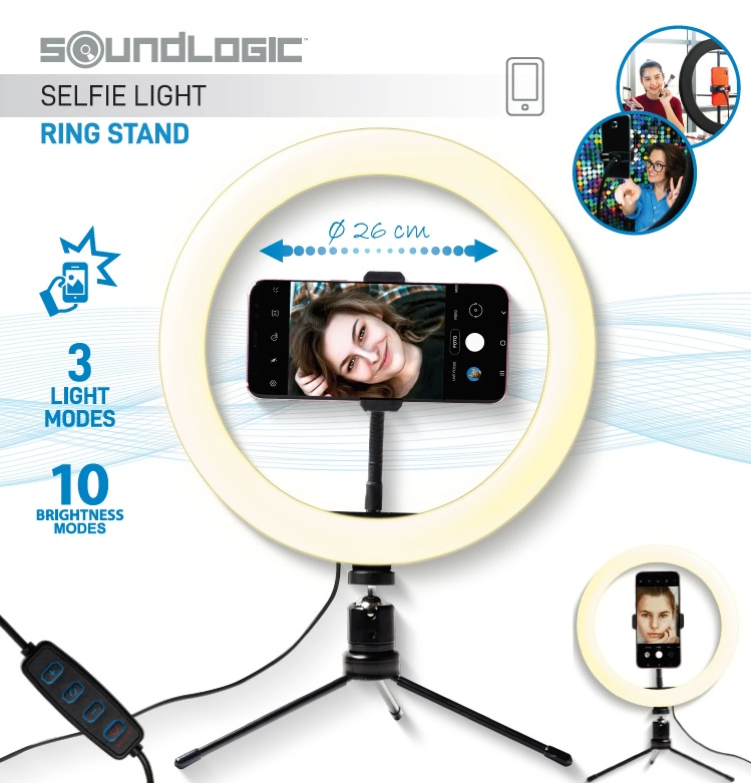 Soundlogic Selfie stalak prsten LED lampa 12444
