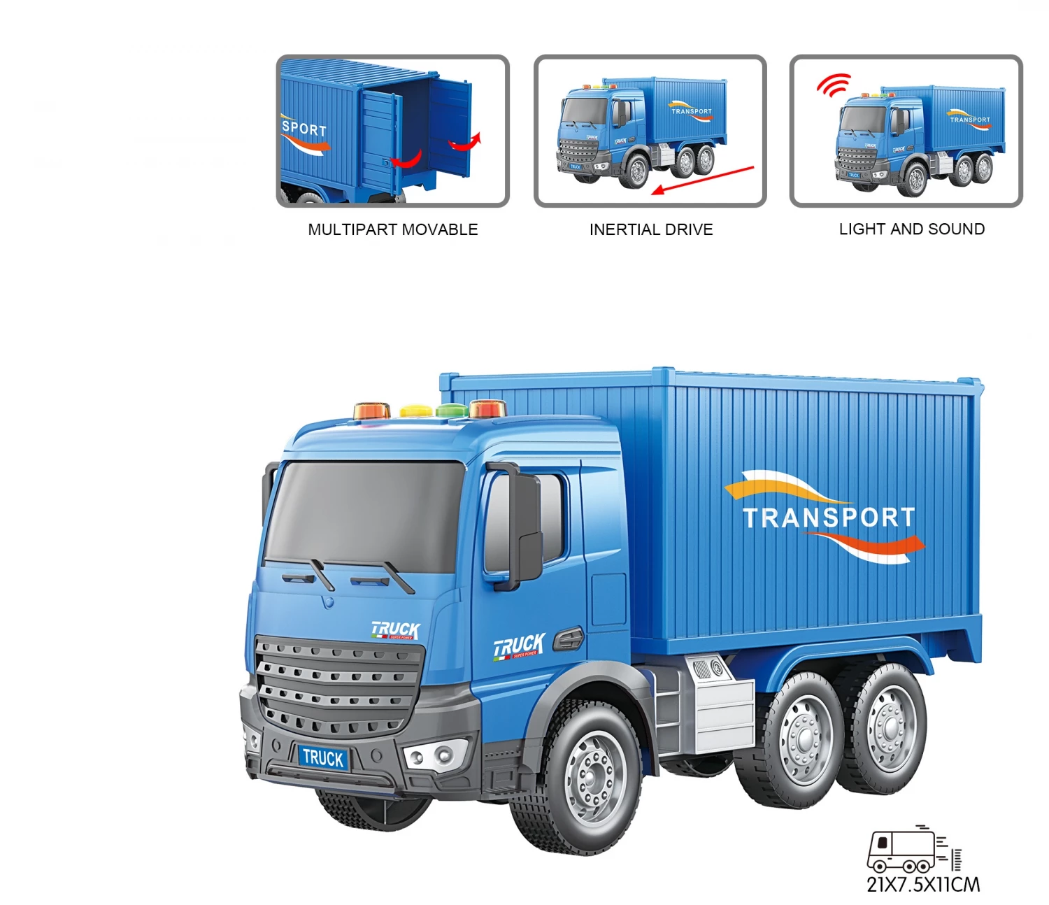 Magzy Wheels Kamion 1:18 kontejner sa zvukom i svetlom