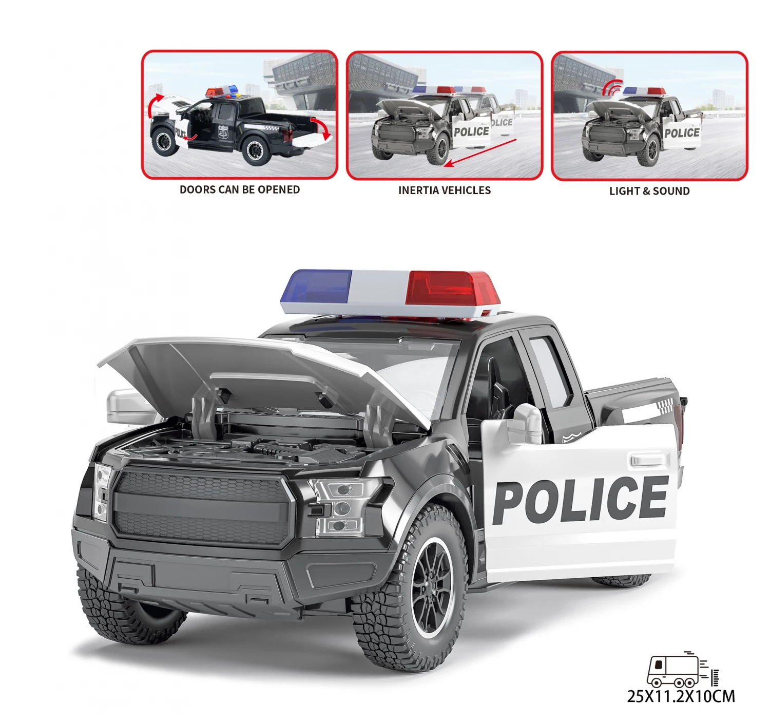 Magzy Wheels Dzip 1:16 policijski crni sa zvukom i svetlom
