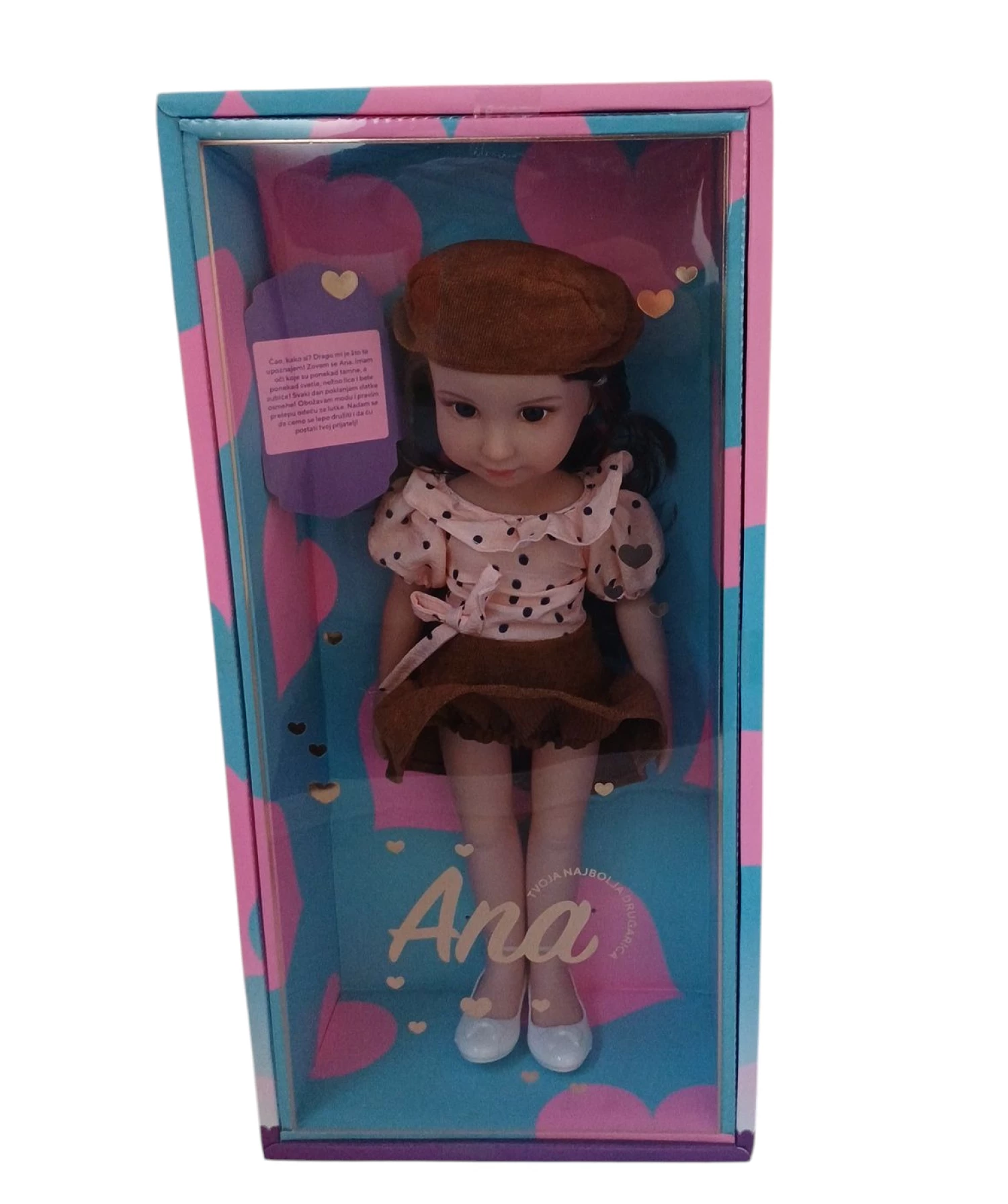 Lutka Ana SR u poklon kutiji sa beretkom I roze bluzom