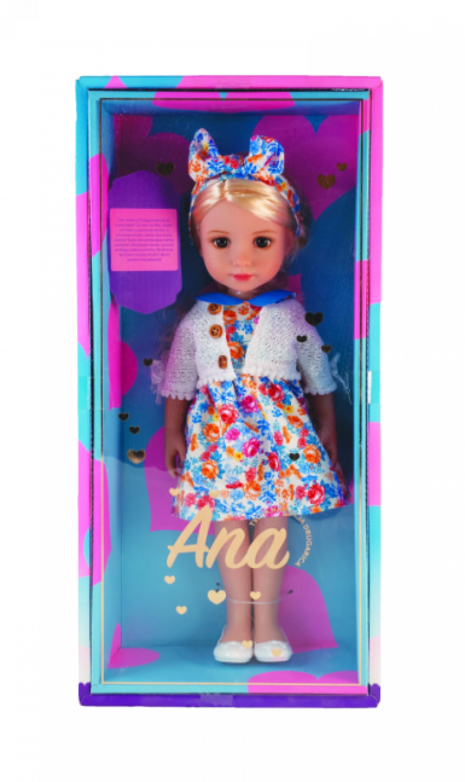 Lutka Ana SR u poklon kutiji I plavoj cvetnoj haljini