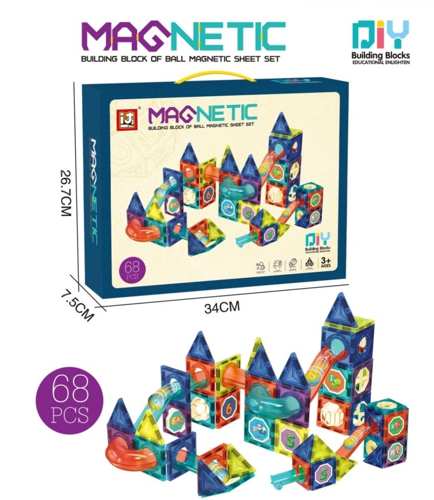 Edukativna igra konstruktor Magnetic 68pcs 66858A