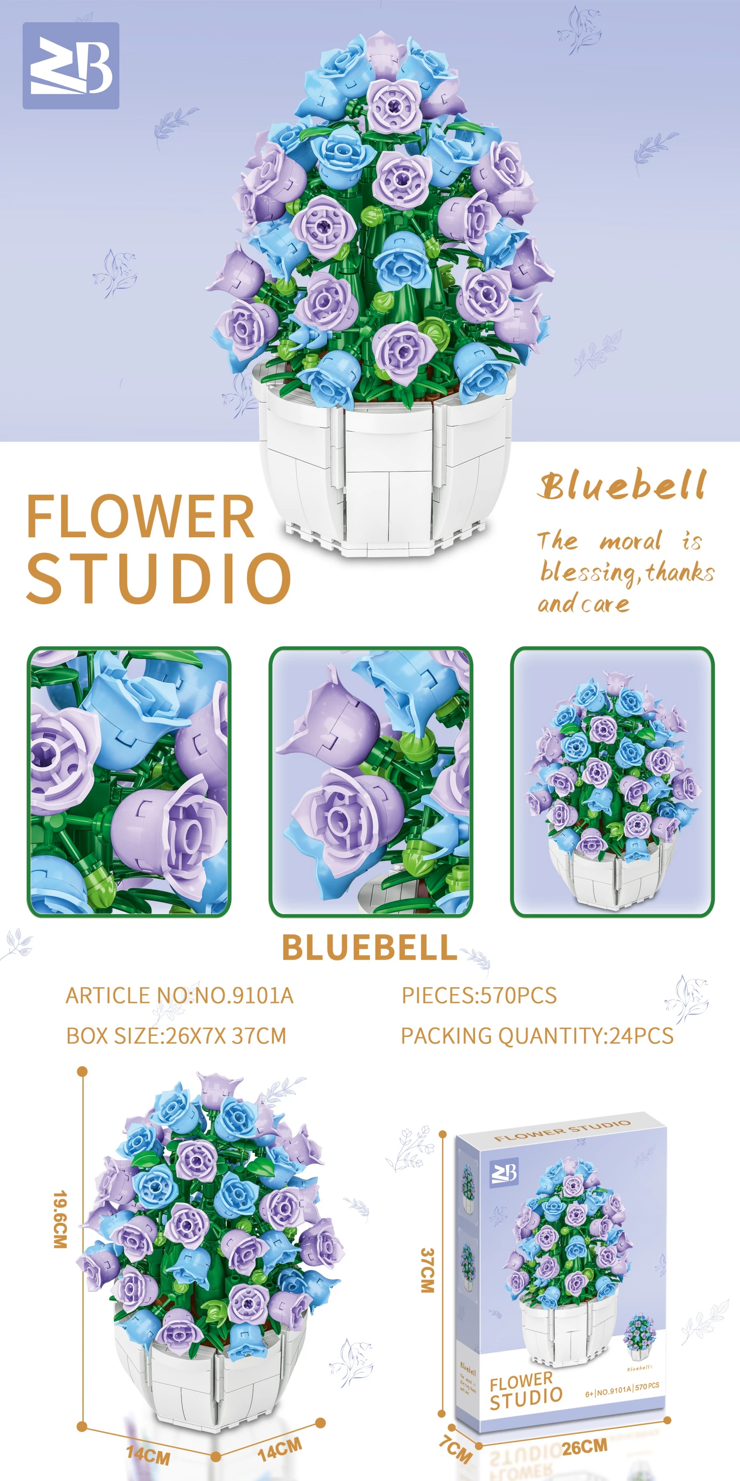 Konstruktor kocke cvet Bluebel 570pcs 9101A