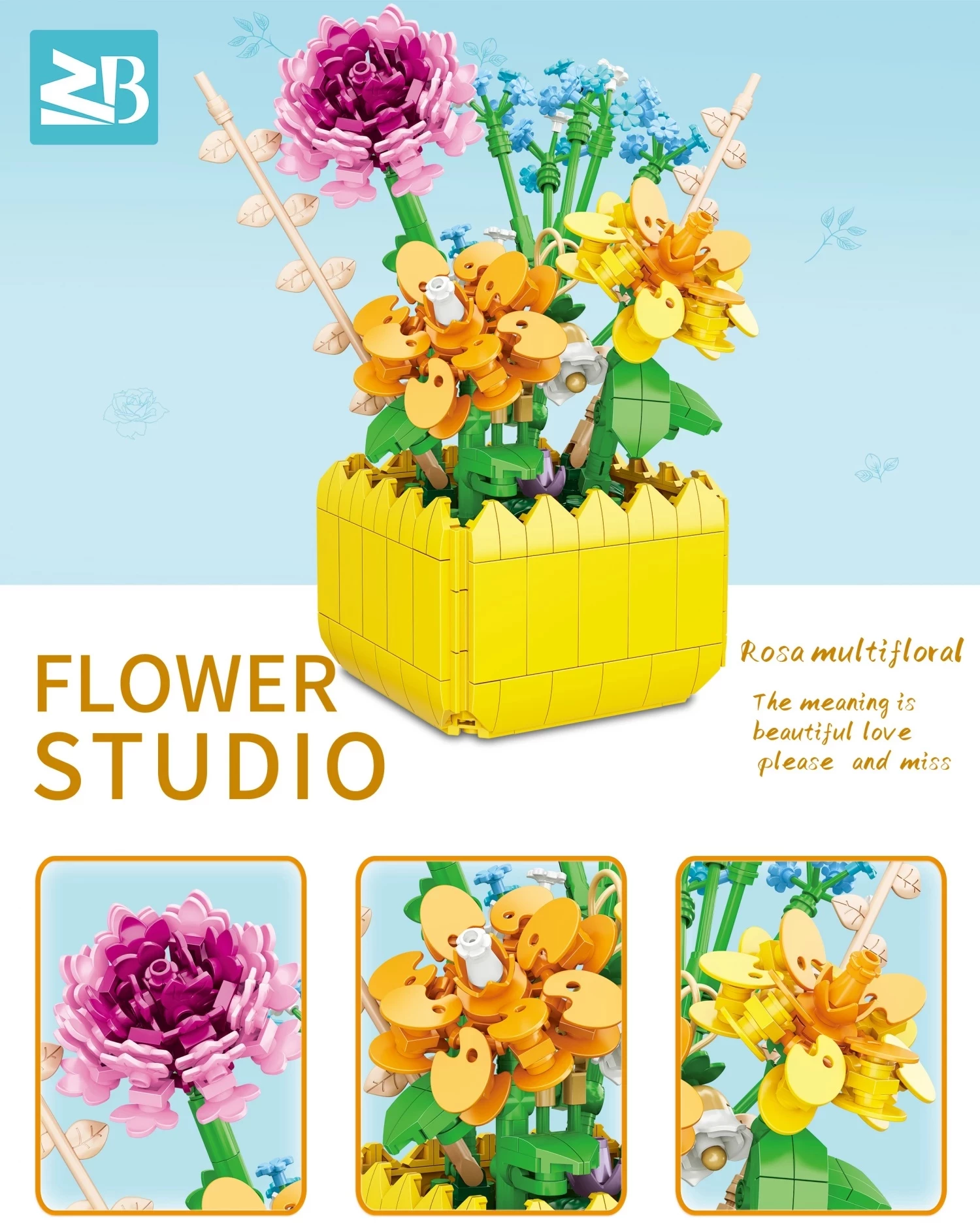 Konstruktor kocke biljka cvet Rose Multifloral 549pcs 9112A