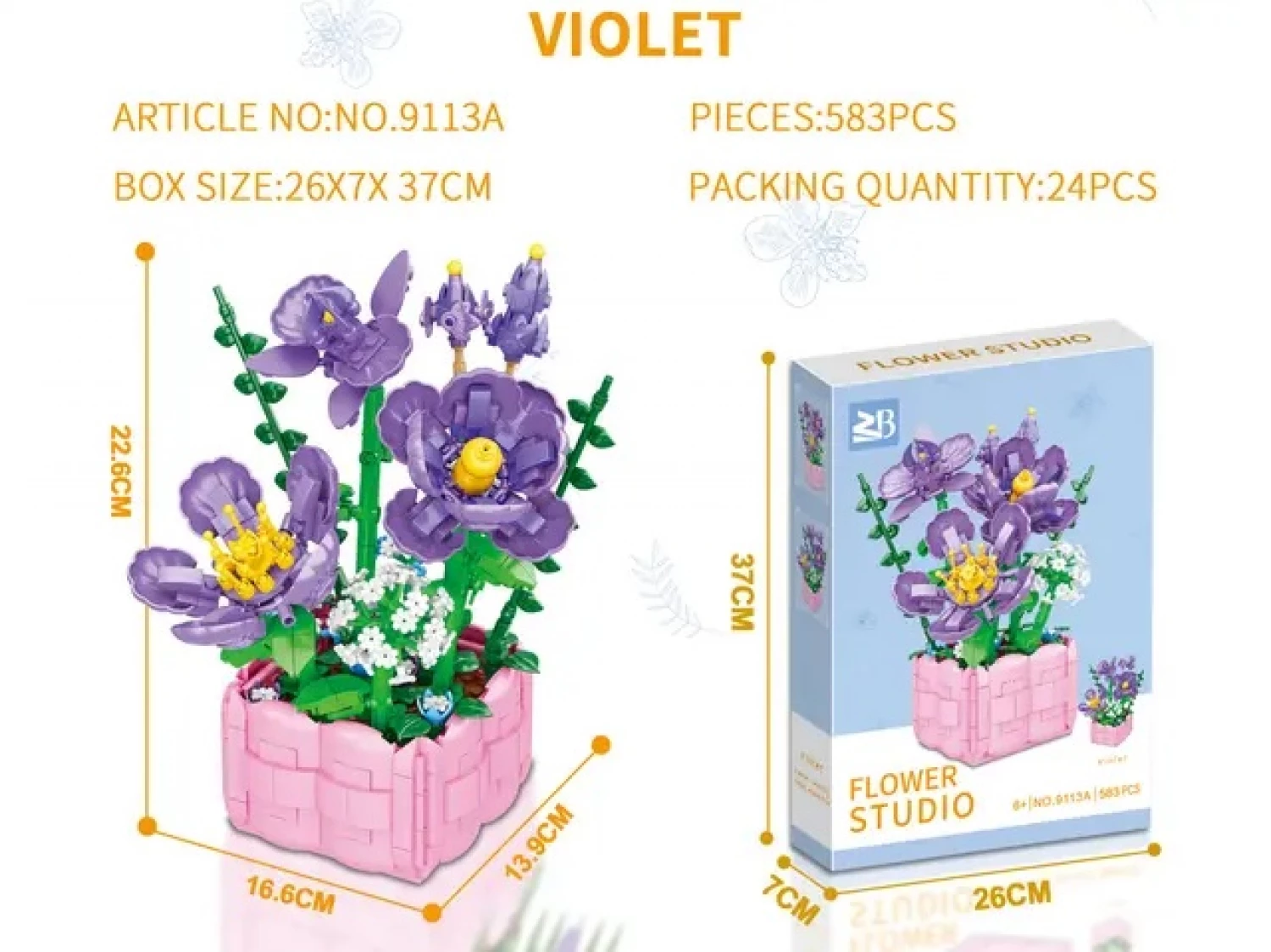 Konstruktor kocke biljka cvet Violet 583pcs 9113A