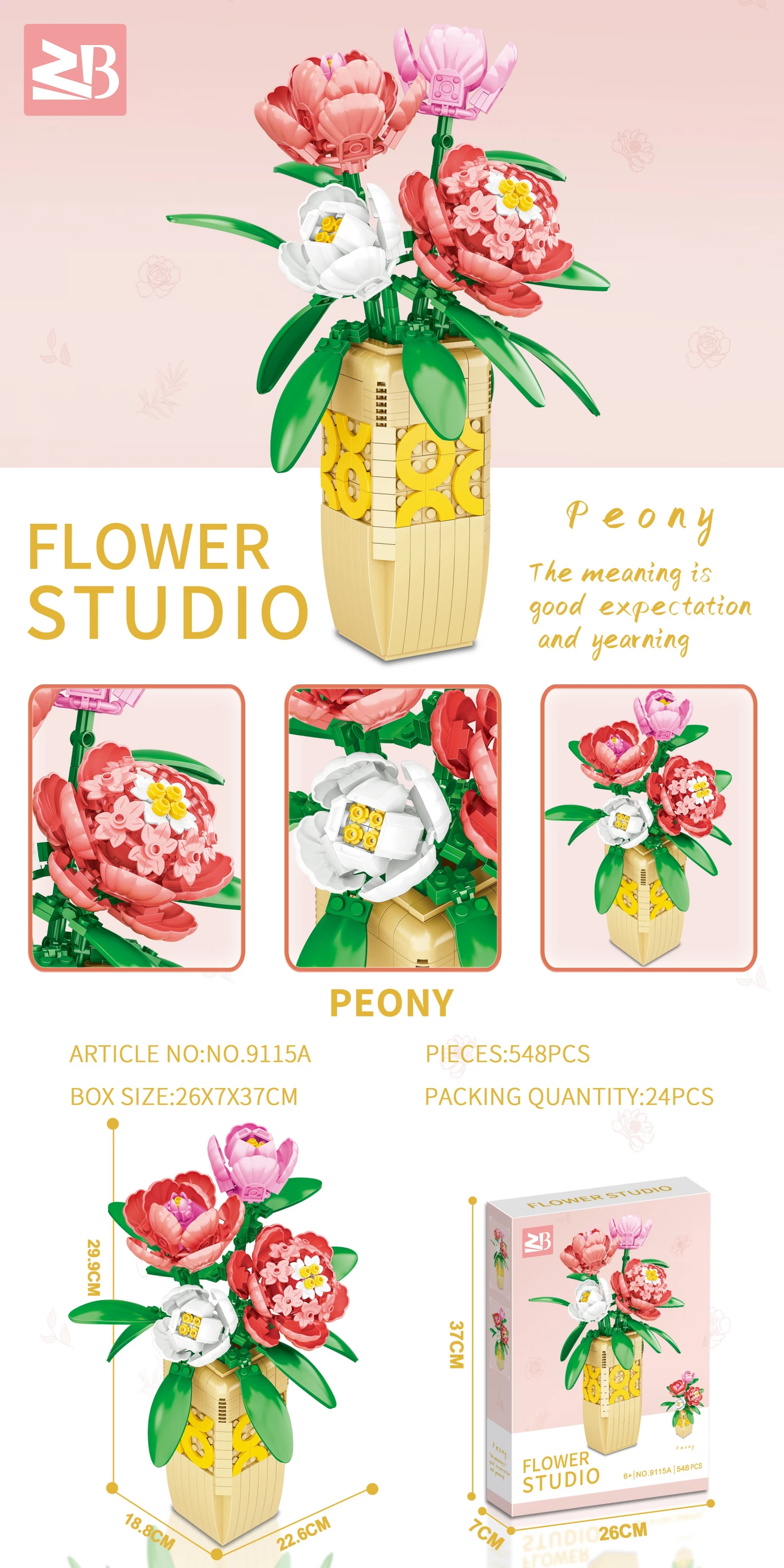 Ukrasna biljka Peoni kocke 548pcs