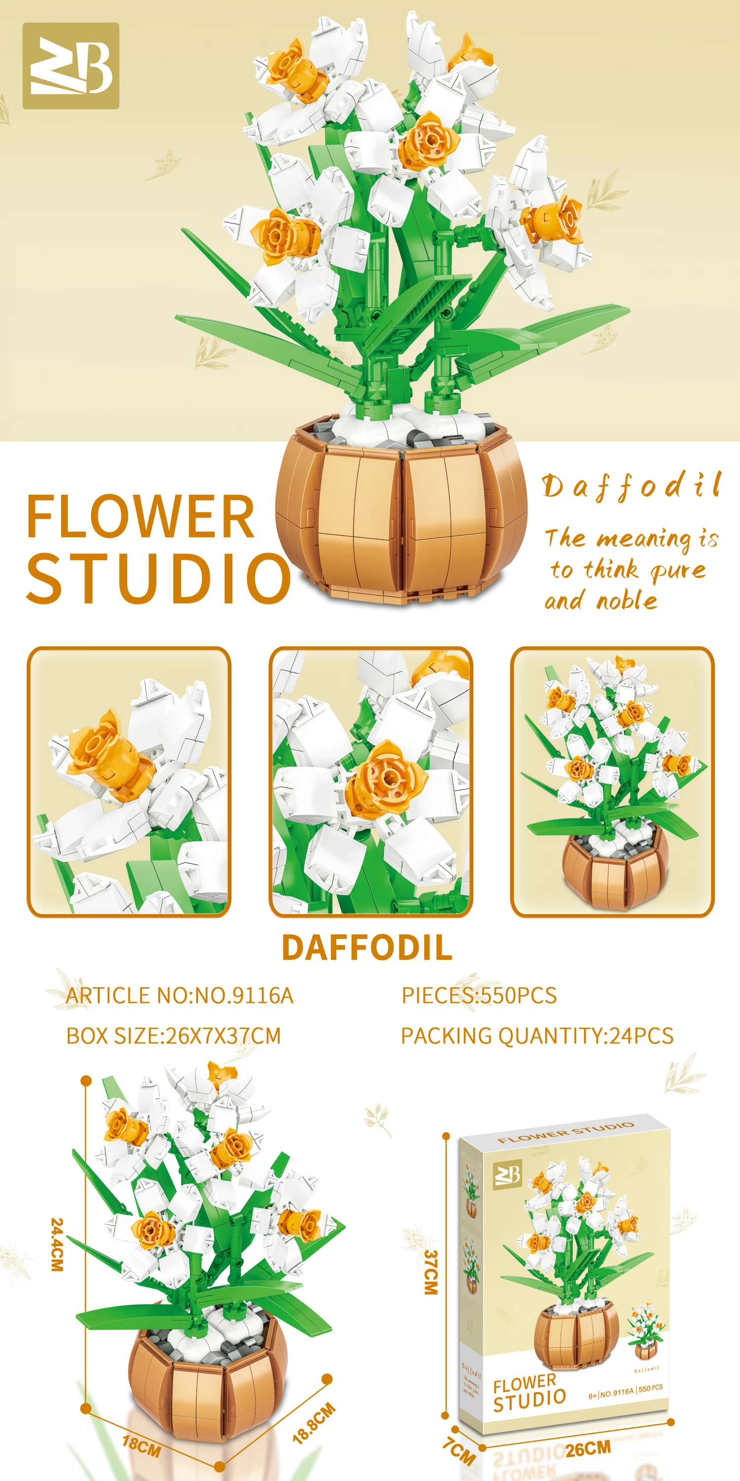 Konstruktor kocke cvet Daffodil 550pcs 9116A