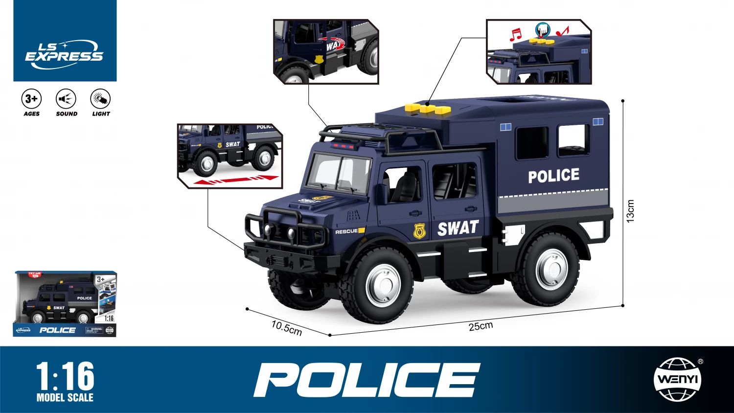 Vozilo1:16 policija SWAT wenyi WY980B
