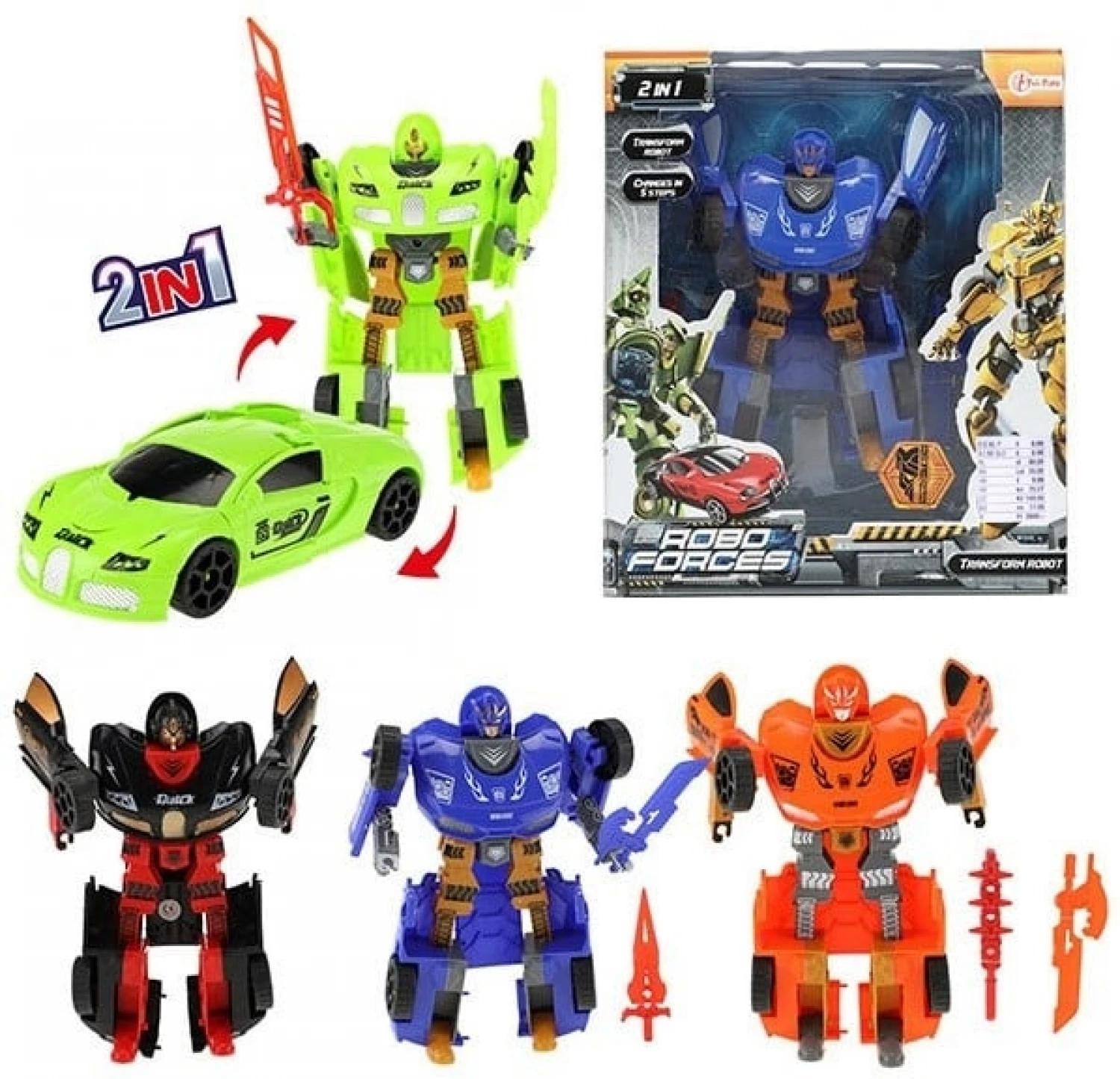 ROBOFORCES robot transformers 20 cm Super car 4 ass 24x28cm P205476