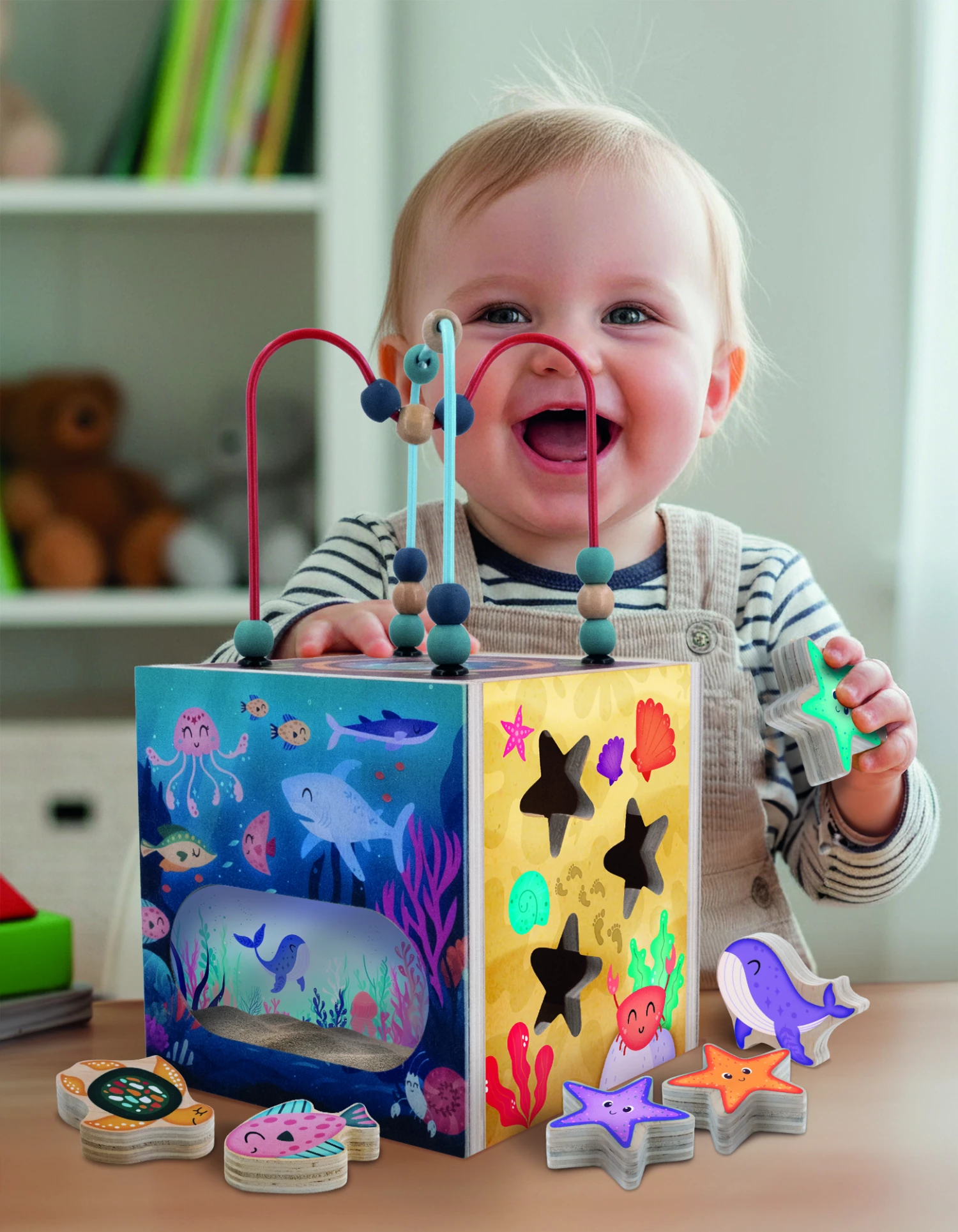 Montesori SENSORY drvena kocka Okean Lisciani 117819