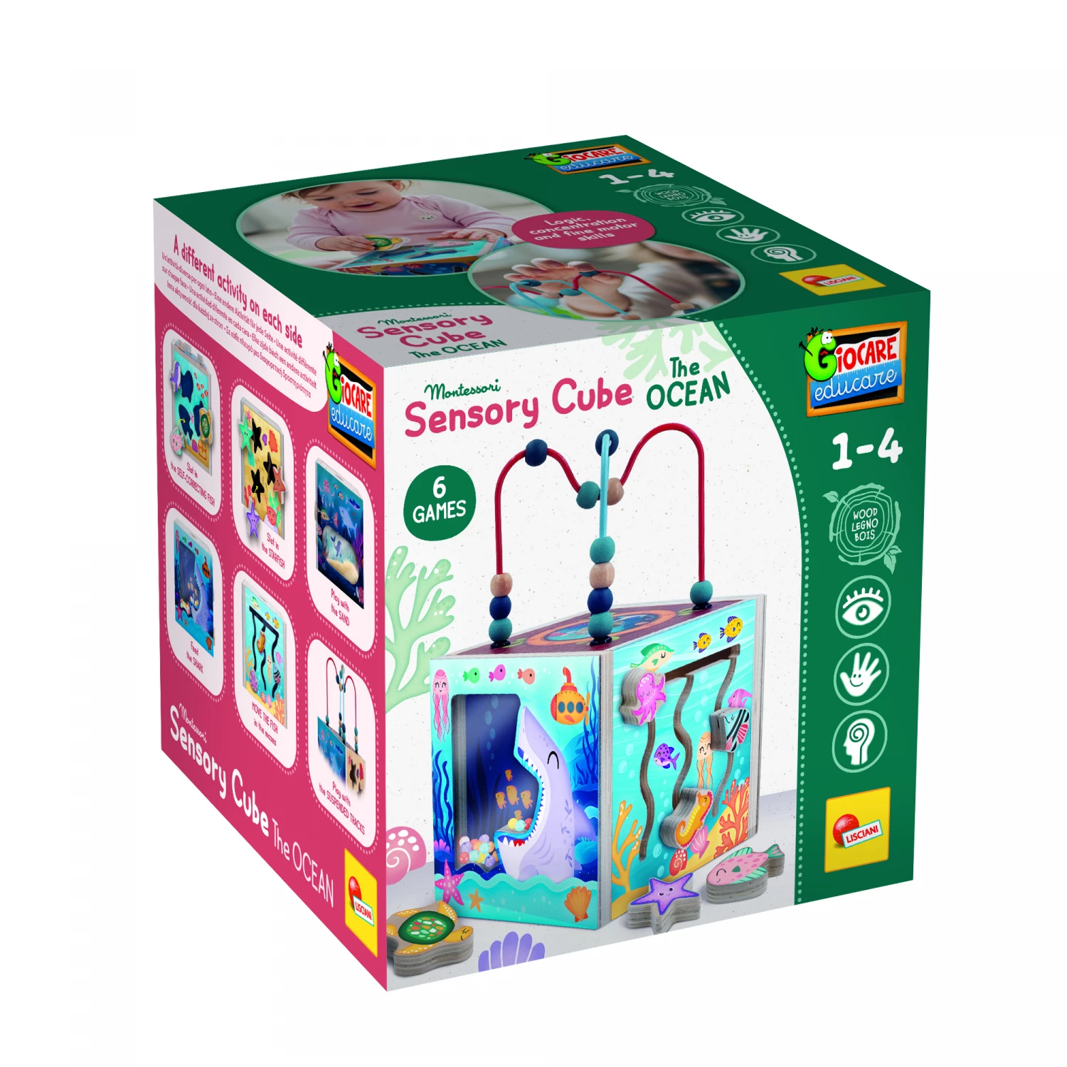 Montesori SENSORY drvena kocka Okean Lisciani 117819