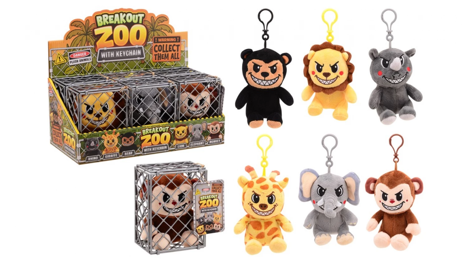 BREAK OUT ZOO plisani privezak zivotinja 6ass 30050