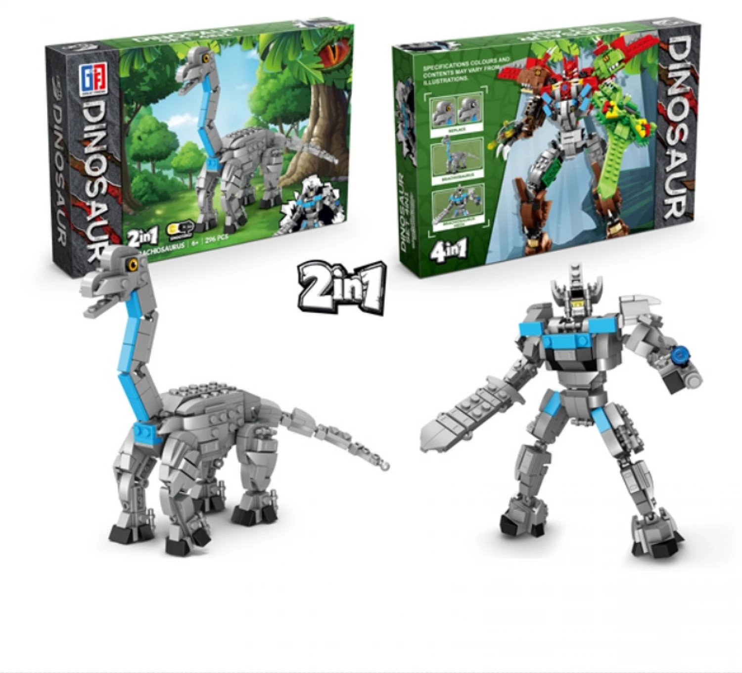 Konstruktor kocke Dinosaurus/Robot 2u1 296pcs 123-710