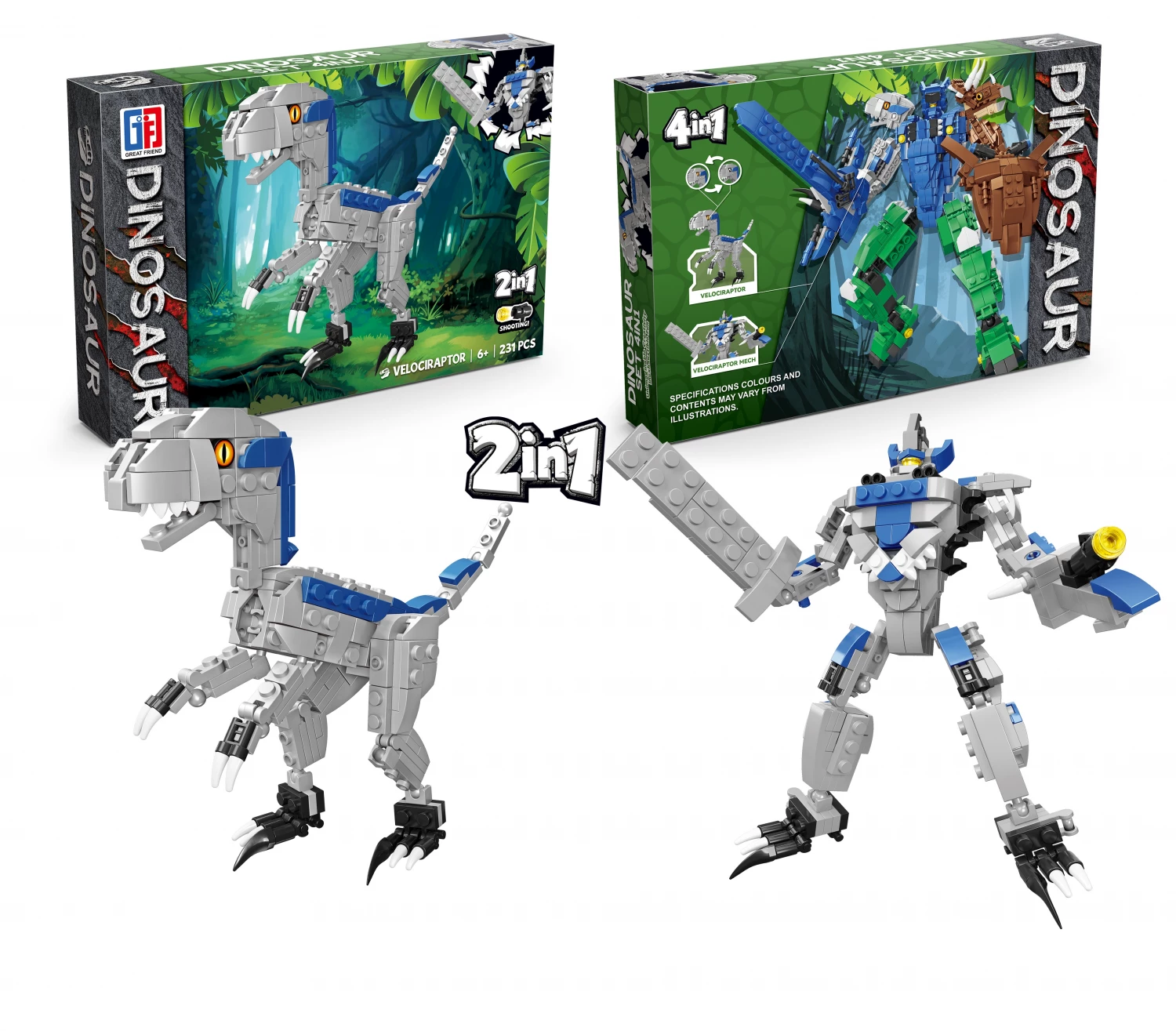 Konstruktor kocke Dinosaurus/Robot 2u1 231pcs 123-680