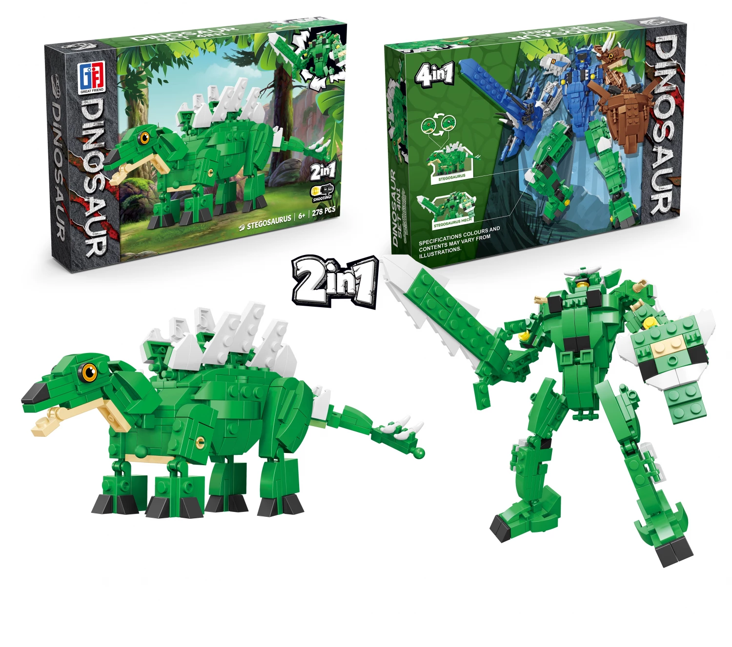 Konstruktor kocke Dinosaurus/Robot 2u1 278pcs 123-681