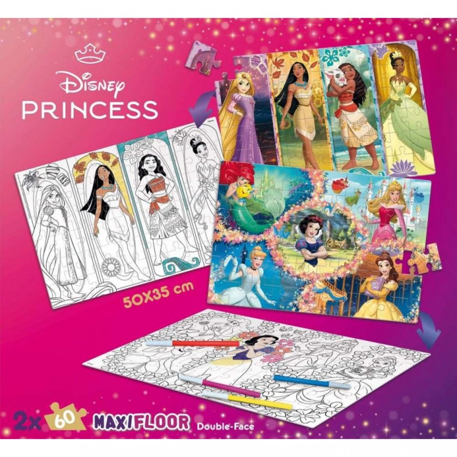 Slagalica Lisciani 2x24pcs SuperMaxi Disney 2x60 Princess 109739