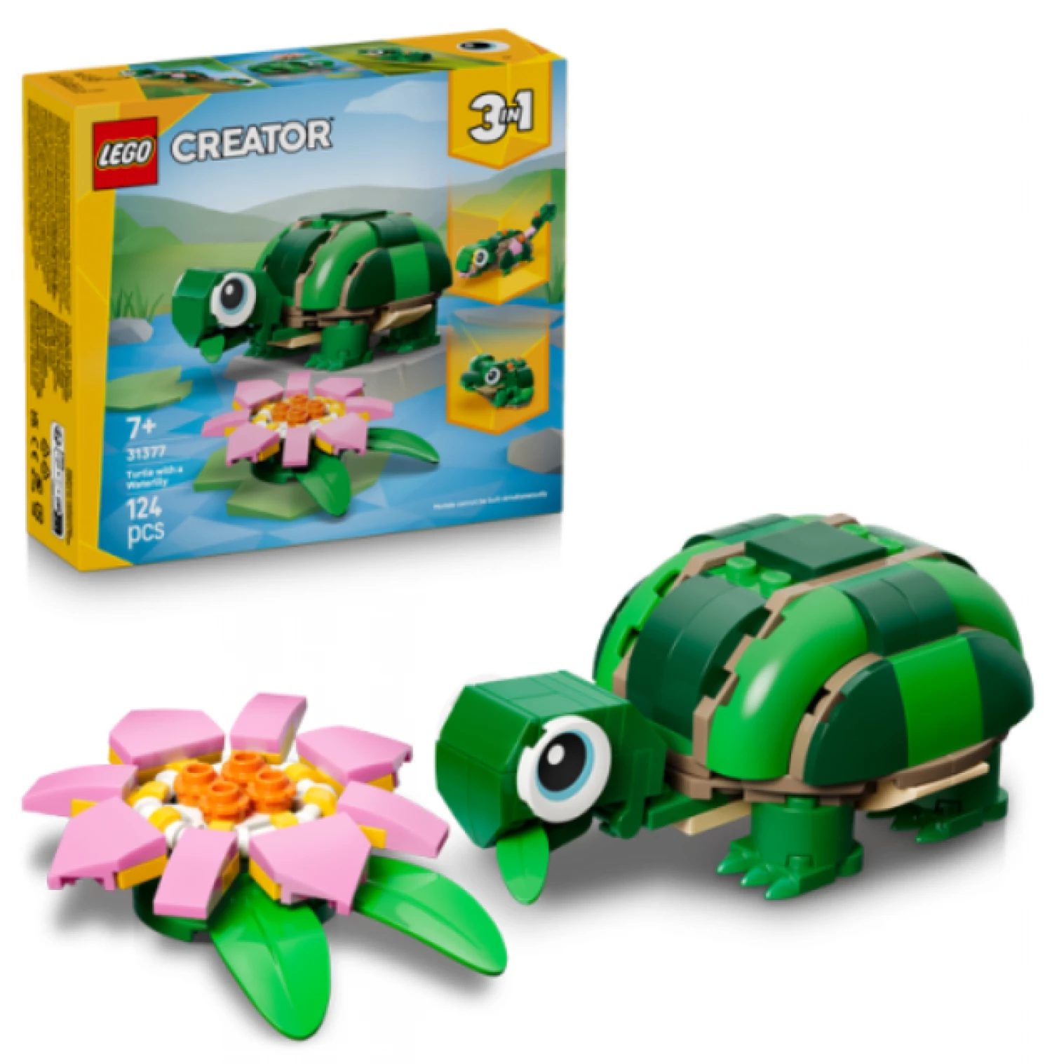 LEGO CREATOR TURTLE WITH A WATER LILY FLOWER