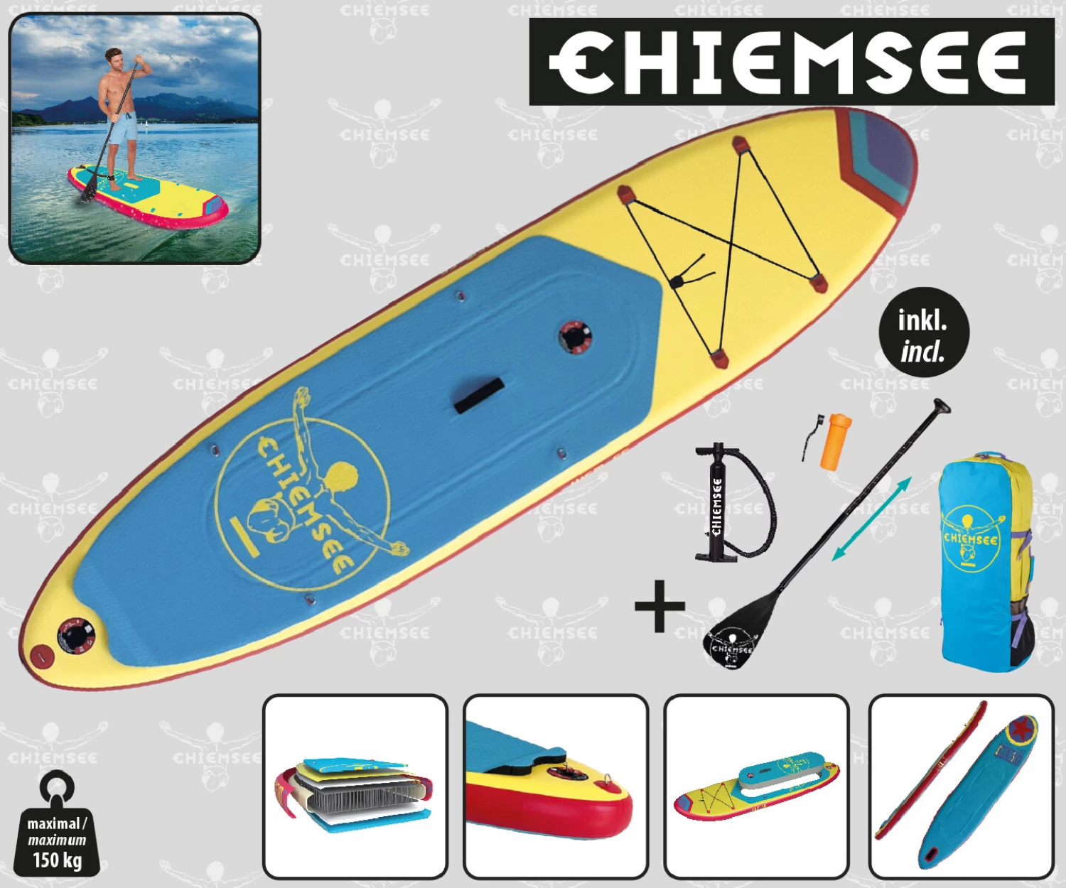 Happy People CHIEMSEE SUP set 2 Stand-Up Paddle daska 325 x 81 x 15 cm 16621