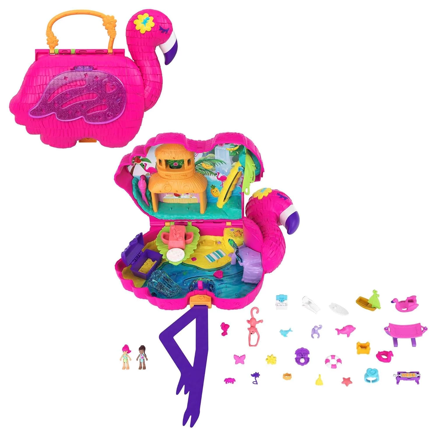 POLLY POCKET SET FLAMINGO PARTY