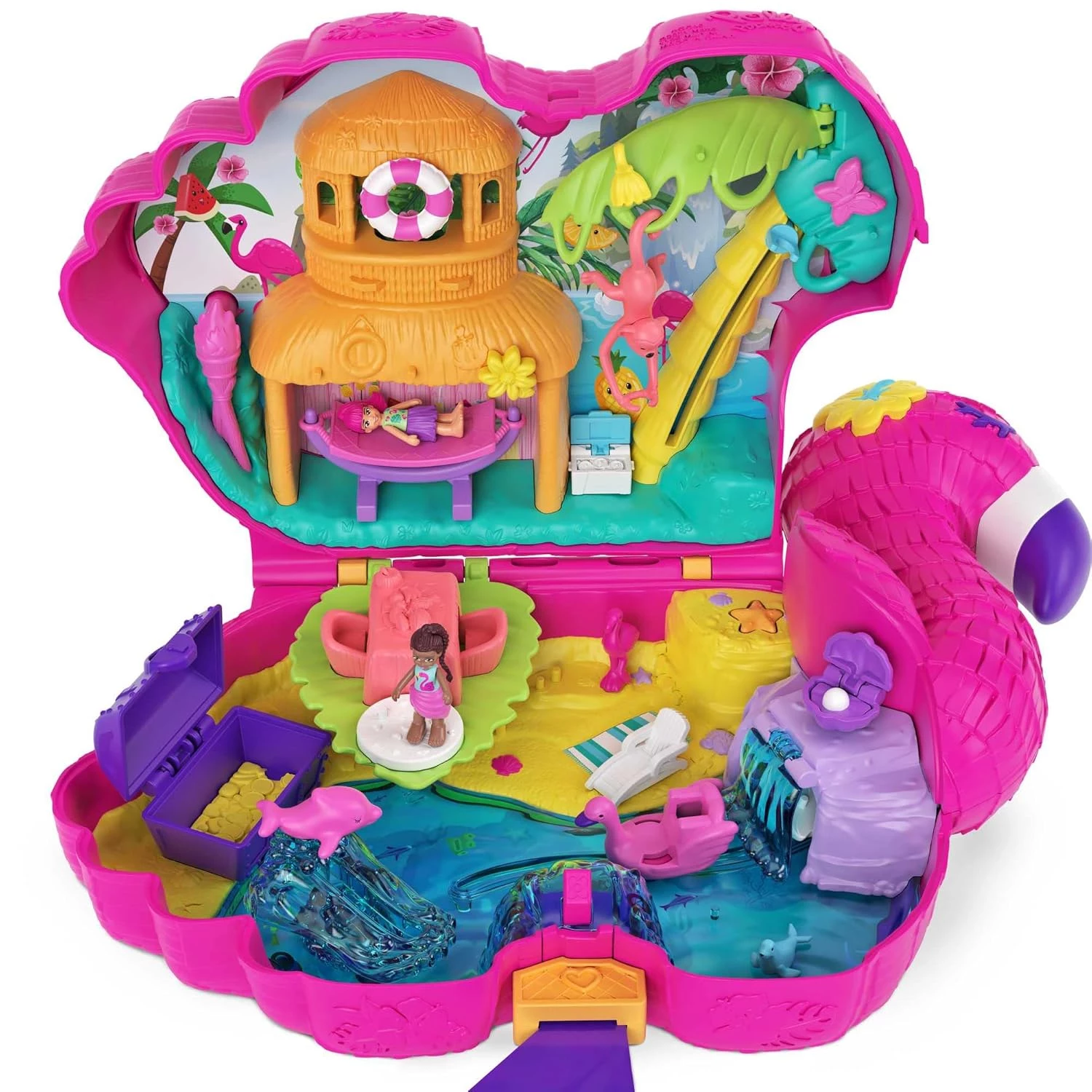POLLY POCKET SET FLAMINGO PARTY