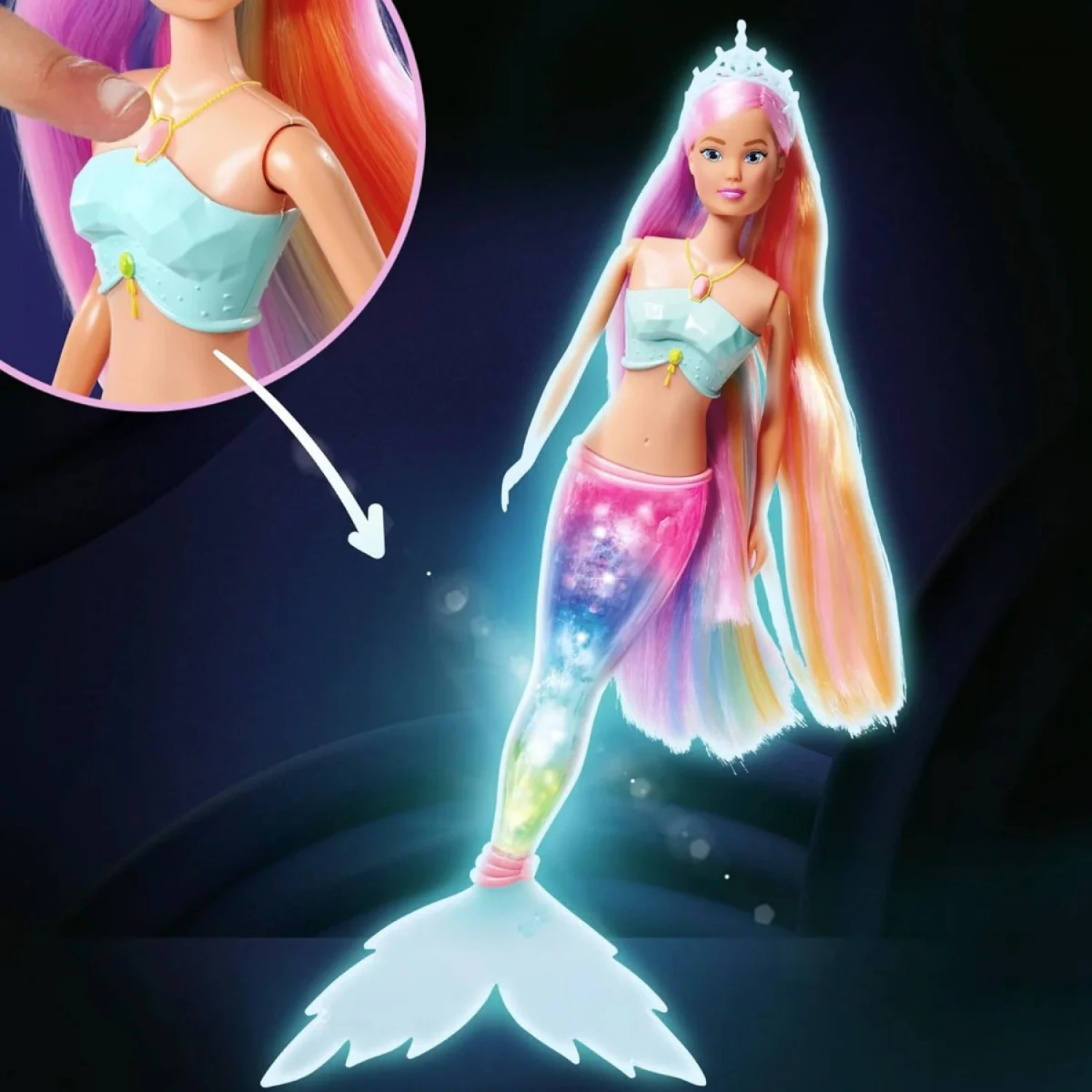 Steffi Love lutka 39cm Sparkle Mermaid Rainbow Lights 105733656
