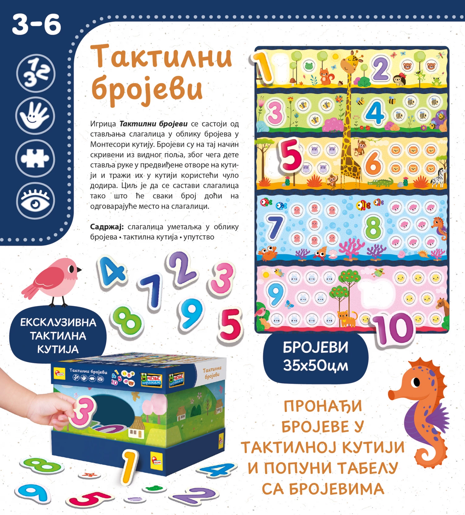 MONTESORI EDUKATIVNA IGRA TAKTILNI BROJEVI LISCIANI