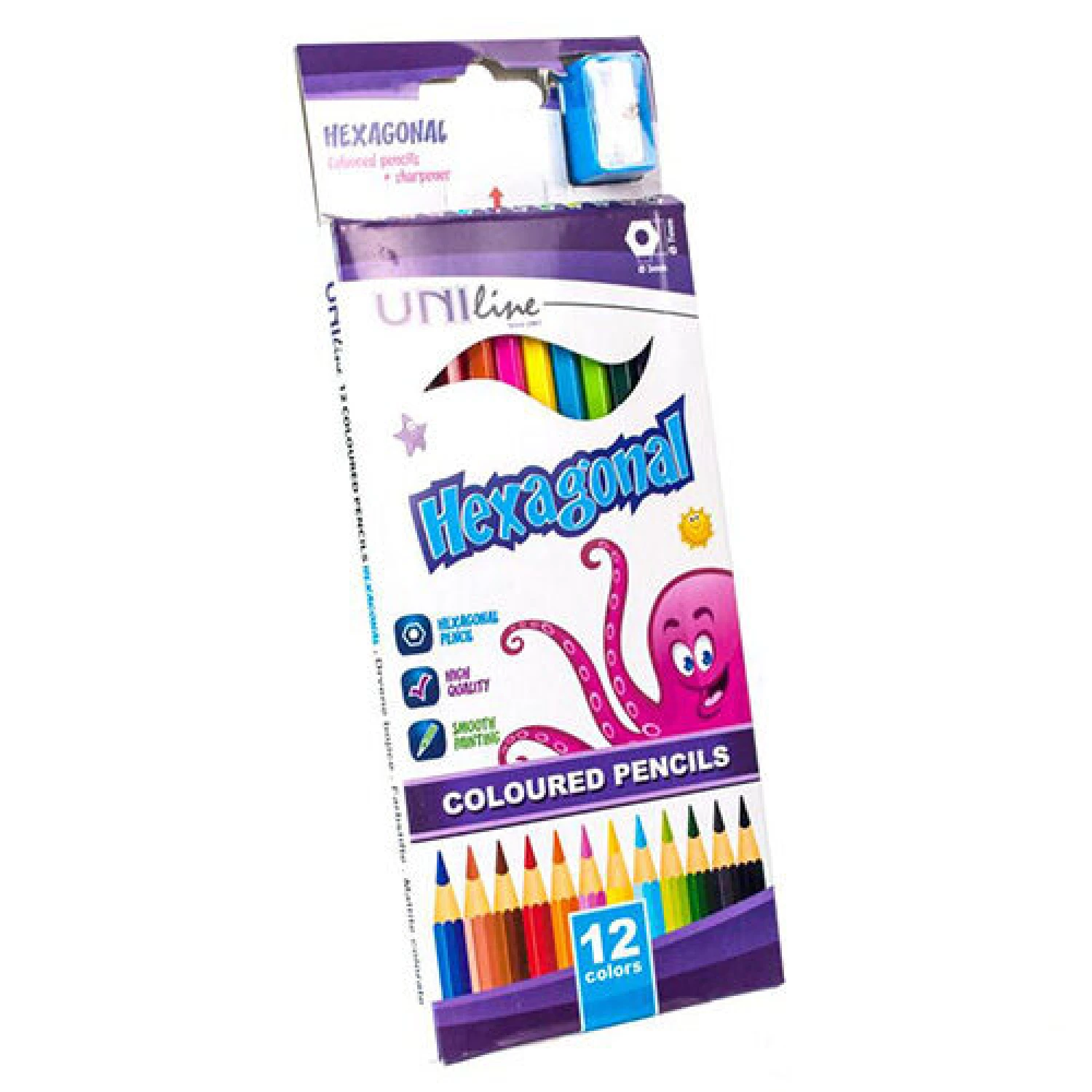 DRVENE BOJE 12 OCTOPUS HEXAGONAL+ZAREZAC UNL-0359