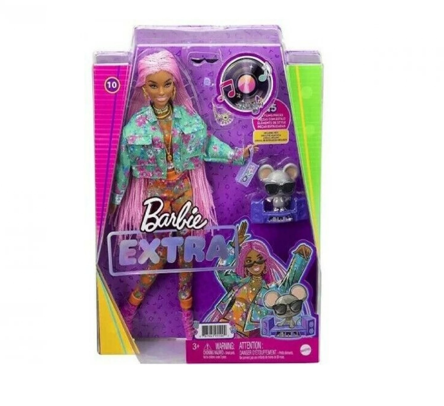 BARBIE LUTKA EXTRA PINK BRAIDS